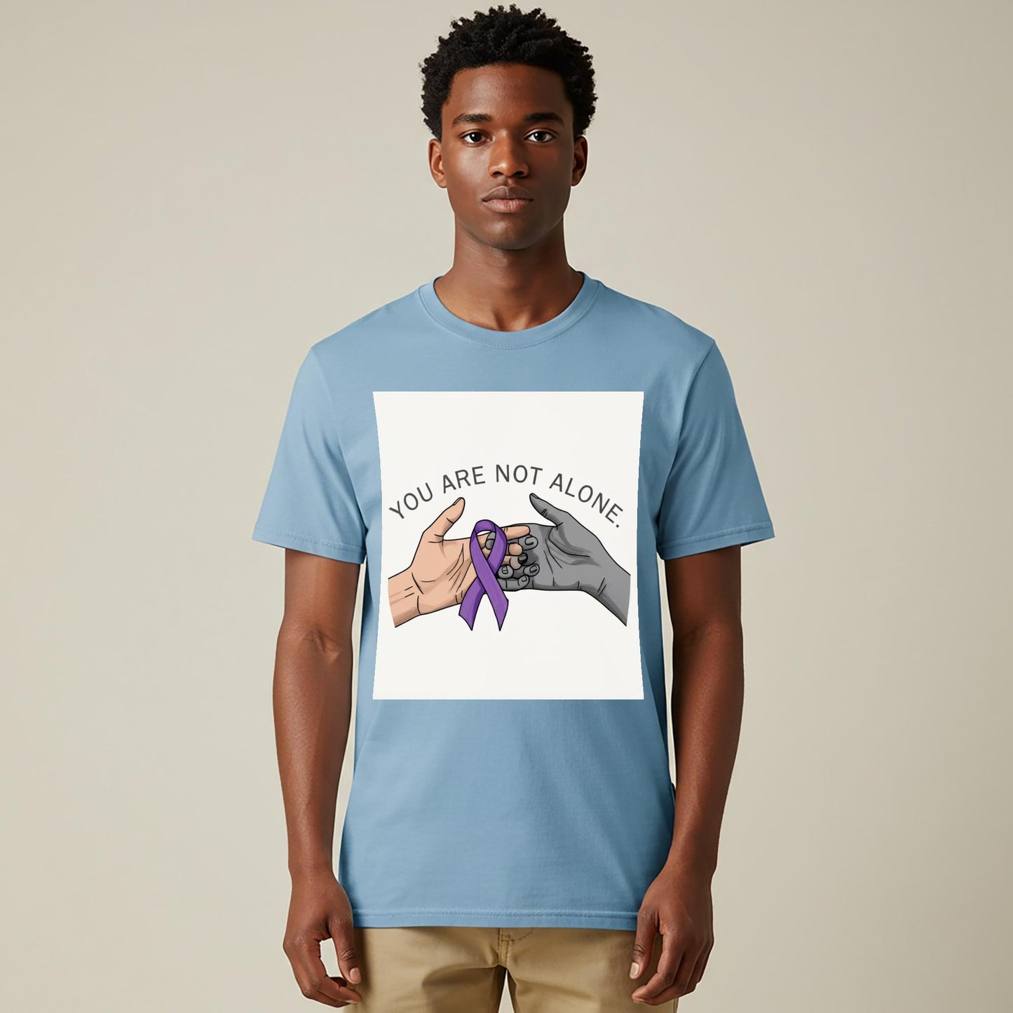 Unisex Garment-Dyed T-shirt | Purple Ribbon Awareness Tee | Mental Health Support | Chronic Illness Solidarity | You Are Not Alone Gift