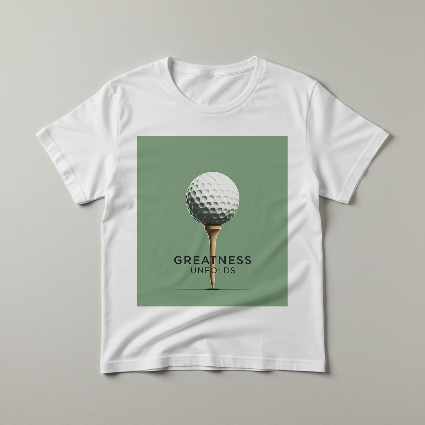 Unisex Garment-Dyed Golf T-Shirt with Motivational Greatness Unfolds Design | Minimalist Golf Ball Tee for Enthusiasts & Golfer Gifts
