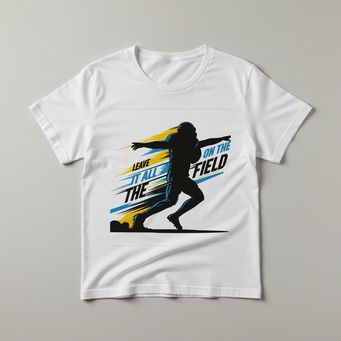 Leave It All On The Field Football T-Shirt | Motivational Sports Tee | Athletic Graphic Game Day Fan Apparel | Unisex Garment-Dyed Shirt