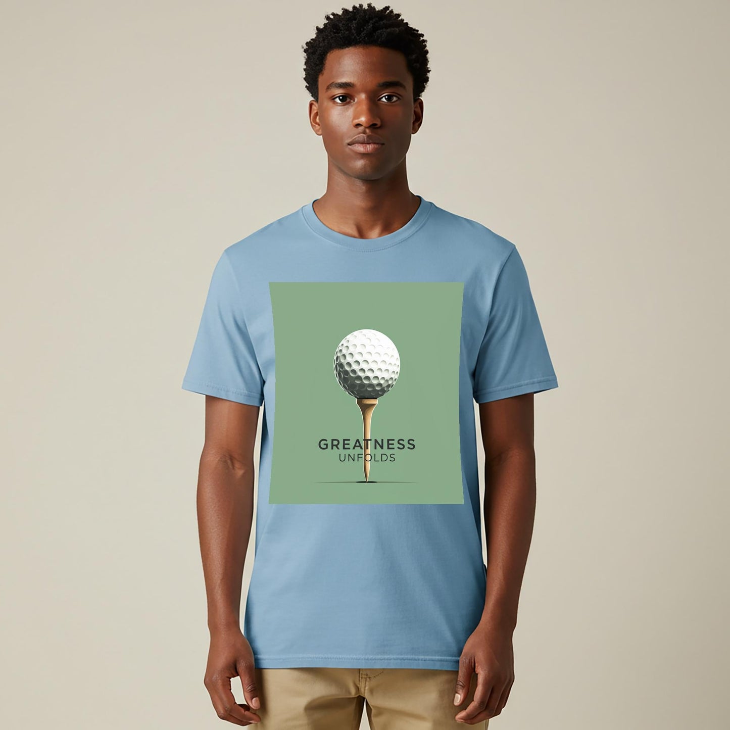 Unisex Garment-Dyed Golf T-Shirt with Motivational Greatness Unfolds Design | Minimalist Golf Ball Tee for Enthusiasts & Golfer Gifts