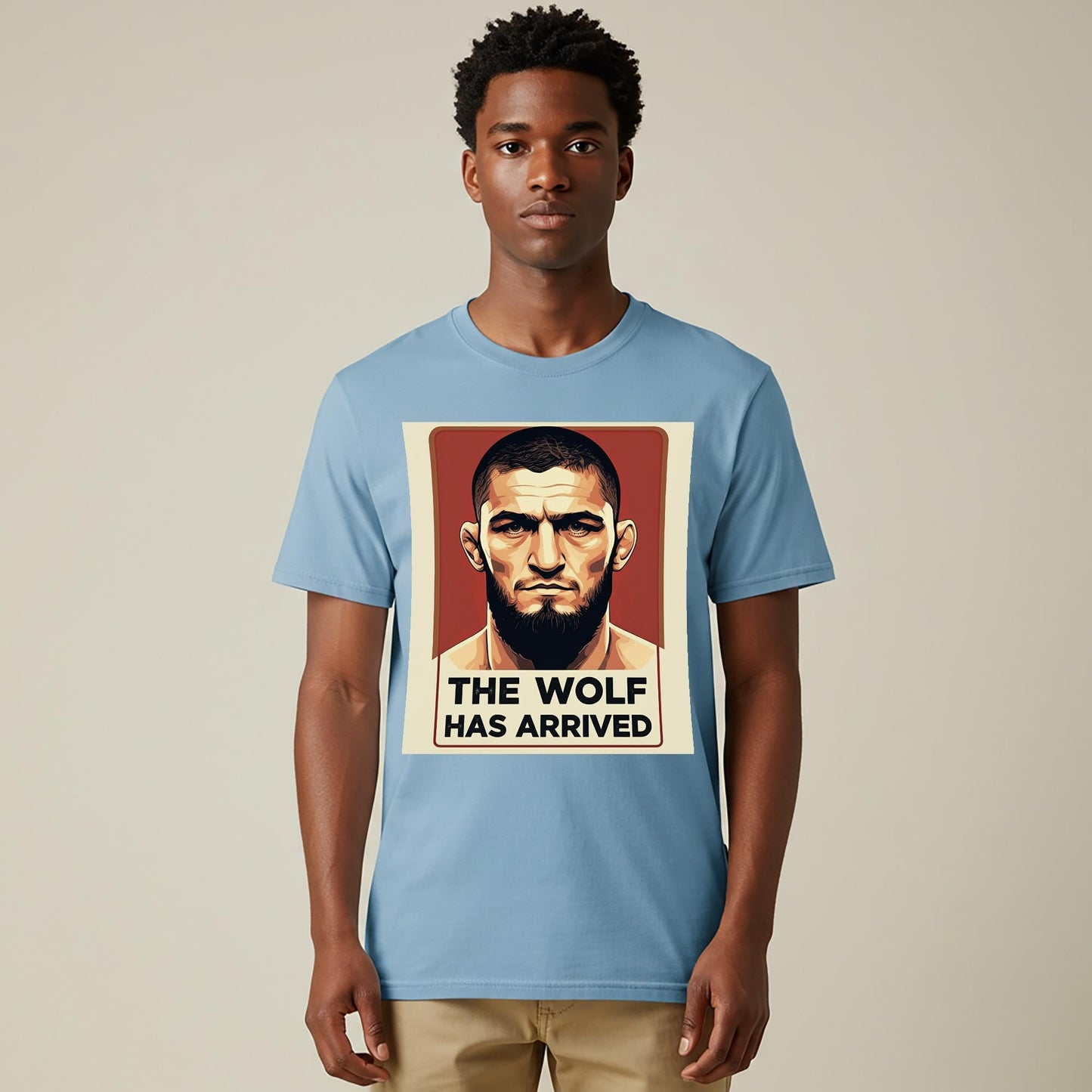 Unisex Garment-Dyed T-shirt | The Wolf Has Arrived MMA Fan Apparel | Bold Fighter Graphic Tee | Vintage Propaganda Style Statement Shirt