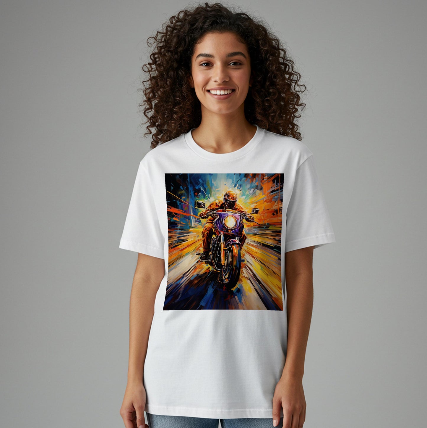 Vibrant Abstract Motorcycle Art Tee | Dynamic Biker Shirt | Freedom Rider Apparel | Unisex Garment-Dyed T-shirt | Unique Gift for Riders