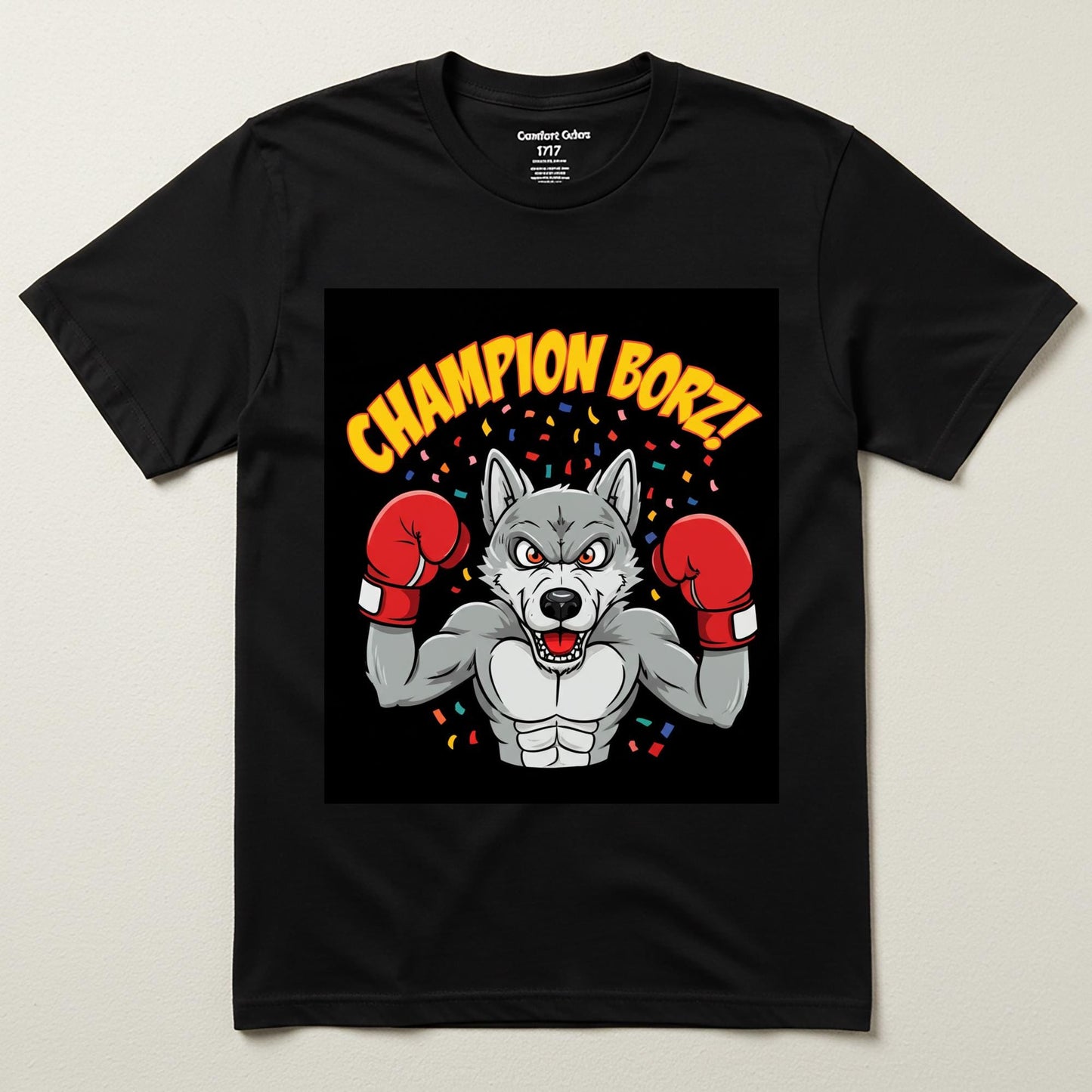 Champion Borz Wolf Boxer T-Shirt | Fierce Muscular Wolf Graphic Tee | MMA Fan Gift | Combat Sports Apparel | Victory Design Gym Wear