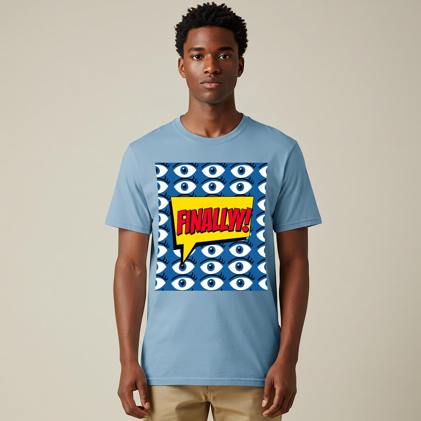 Finally Pop Art T-Shirt | Comic Book Style Graphic Tee | Statement Unisex Garment-Dyed Shirt | Funny Relief Celebration Apparel Gift