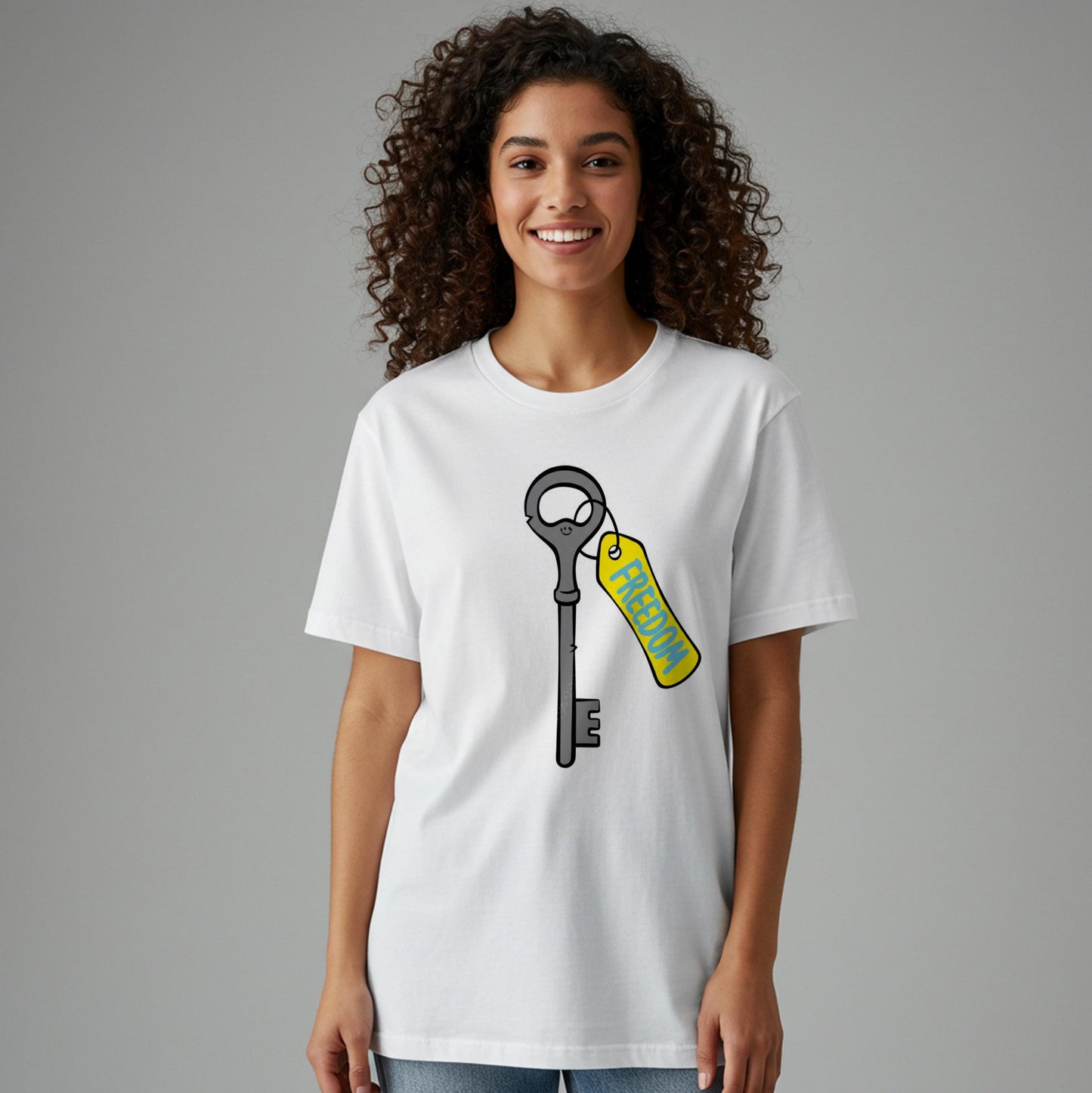 Freedom Key T-Shirt Unisex Garment-Dyed Tee Symbolic Liberation Independence Motivational Uplifting Positive Message Graphic Apparel Gift