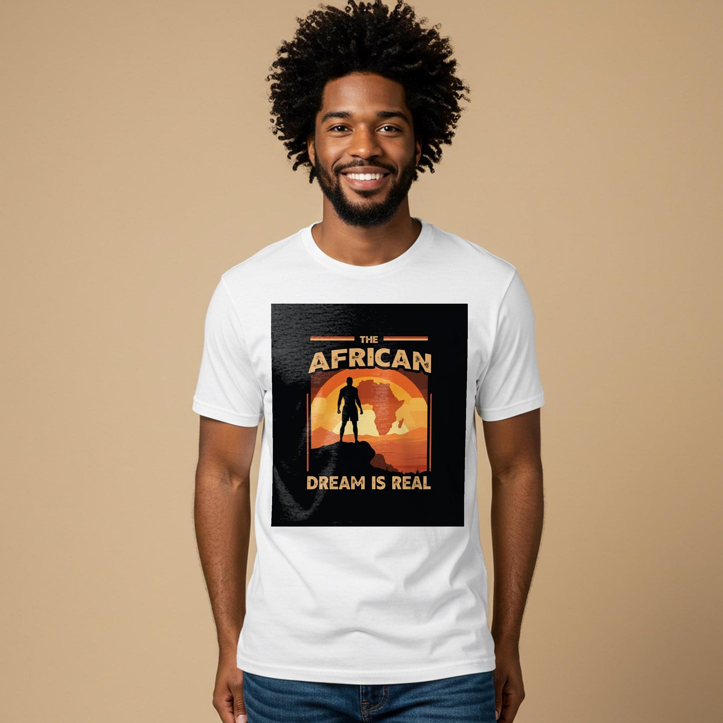 The African Dream Is Real T-Shirt | Unisex Garment-Dyed Tee | African Heritage Pride Apparel | Retro Sunset Africa Map Graphic Shirt