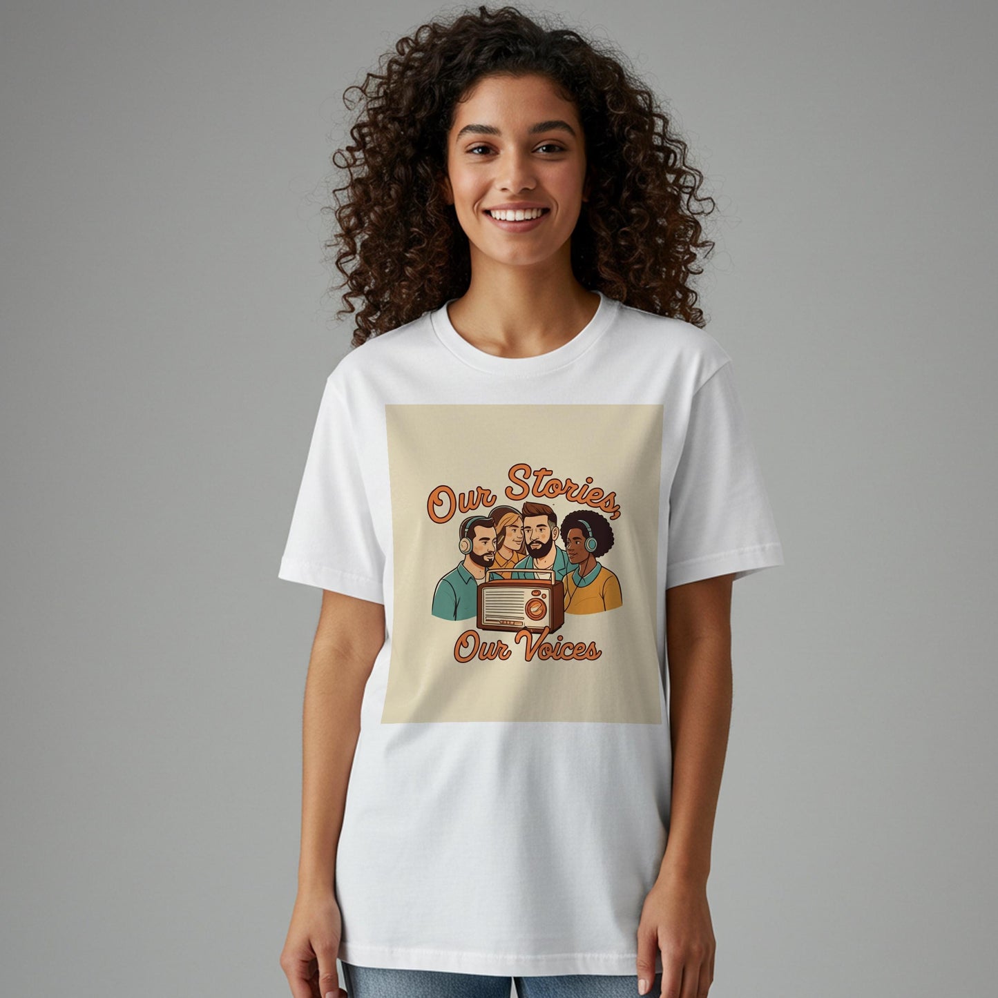 Our Stories Our Voices Unisex Garment-Dyed T-shirt | Podcast Radio Enthusiast Gift | Retro Vintage Graphic Tee | Community Diversity