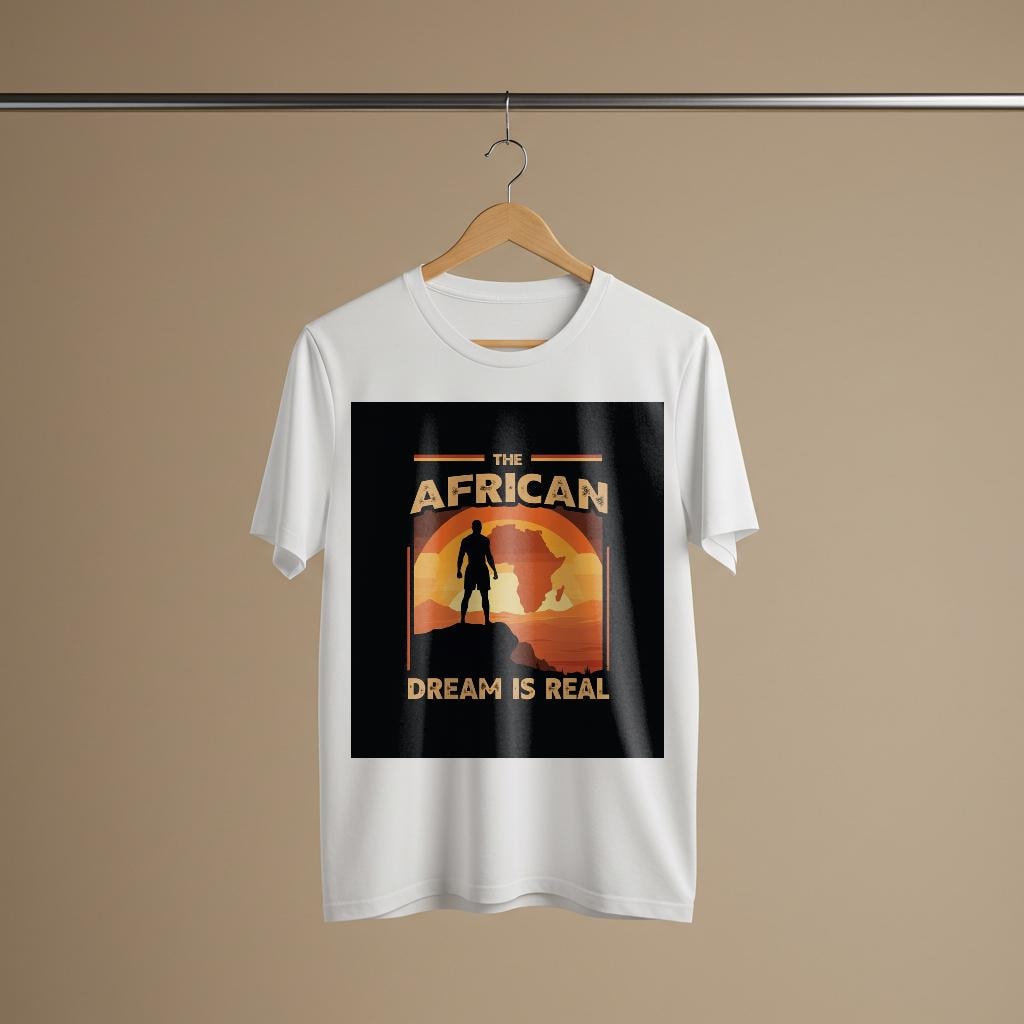 The African Dream Is Real T-Shirt | Unisex Garment-Dyed Tee | African Heritage Pride Apparel | Retro Sunset Africa Map Graphic Shirt