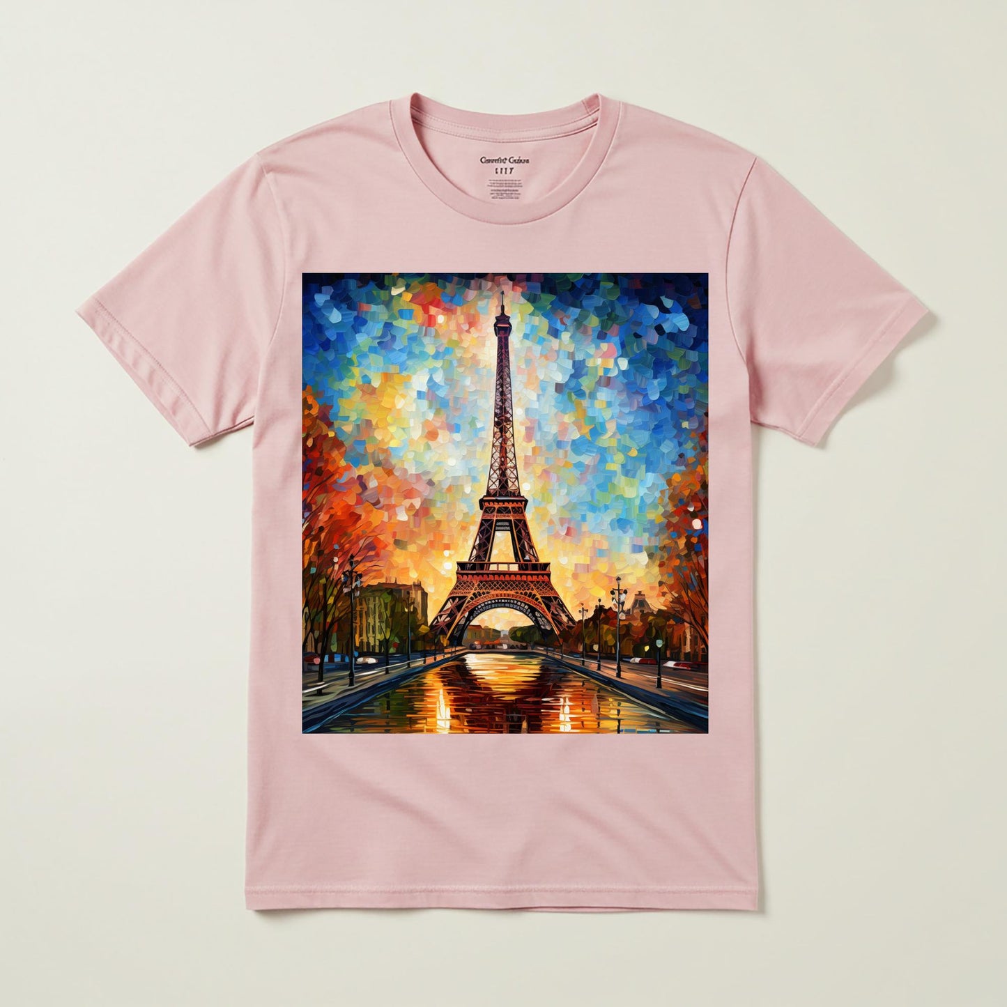 Vibrant Eiffel Tower Impressionist T-Shirt | Garment-Dyed Paris Art Tee | Unisex Autumn Sunset Design | Wanderlust Travel Gift for Her Him