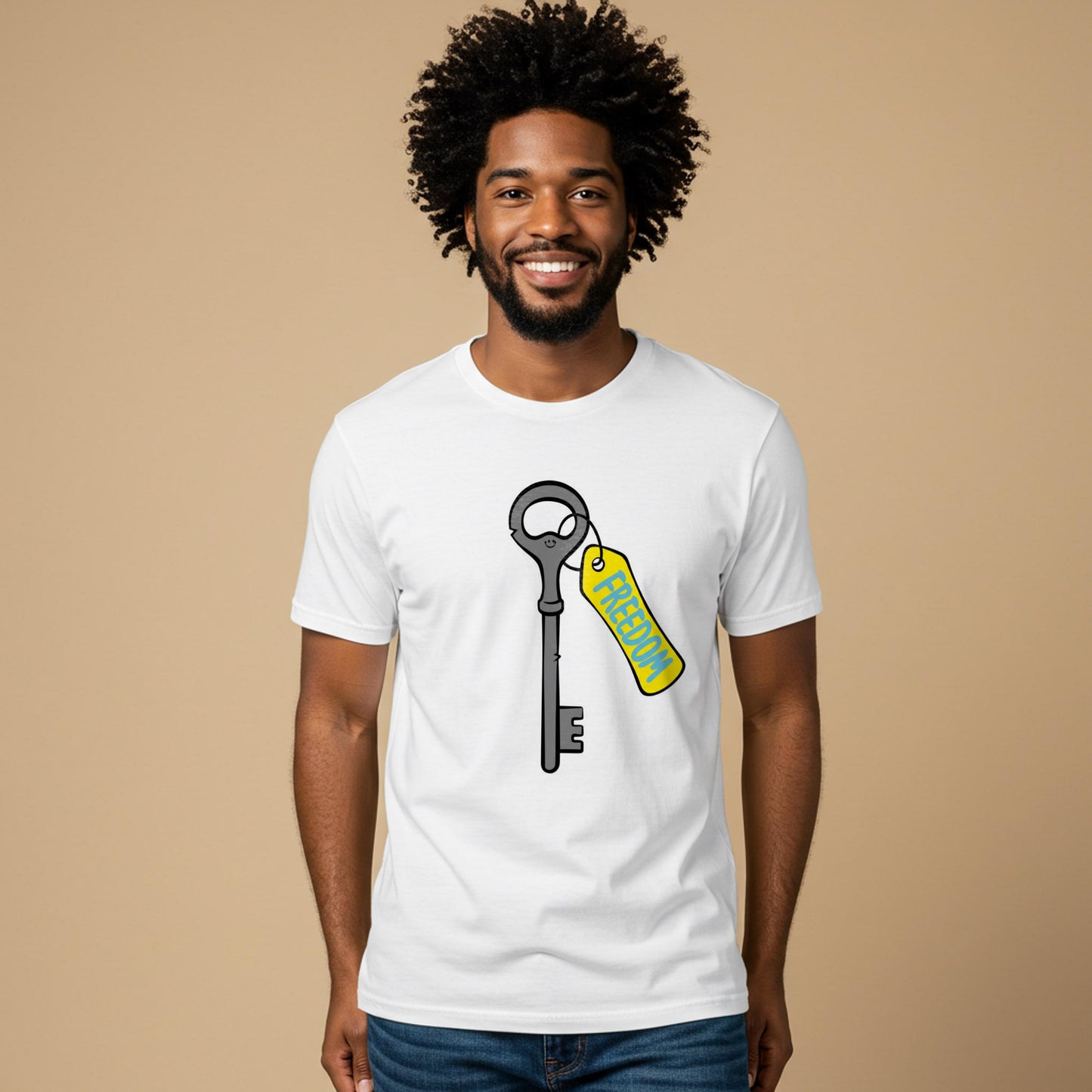 Freedom Key T-Shirt Unisex Garment-Dyed Tee Symbolic Liberation Independence Motivational Uplifting Positive Message Graphic Apparel Gift