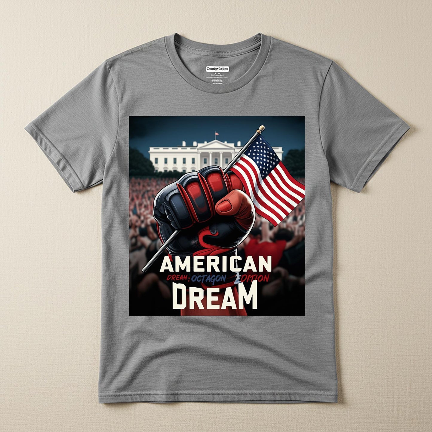 American Dream Octagon Edition T-Shirt | Patriotic USA Flag Fist Design | Political Statement Tee | MMA Fan Tee | National Pride Gift