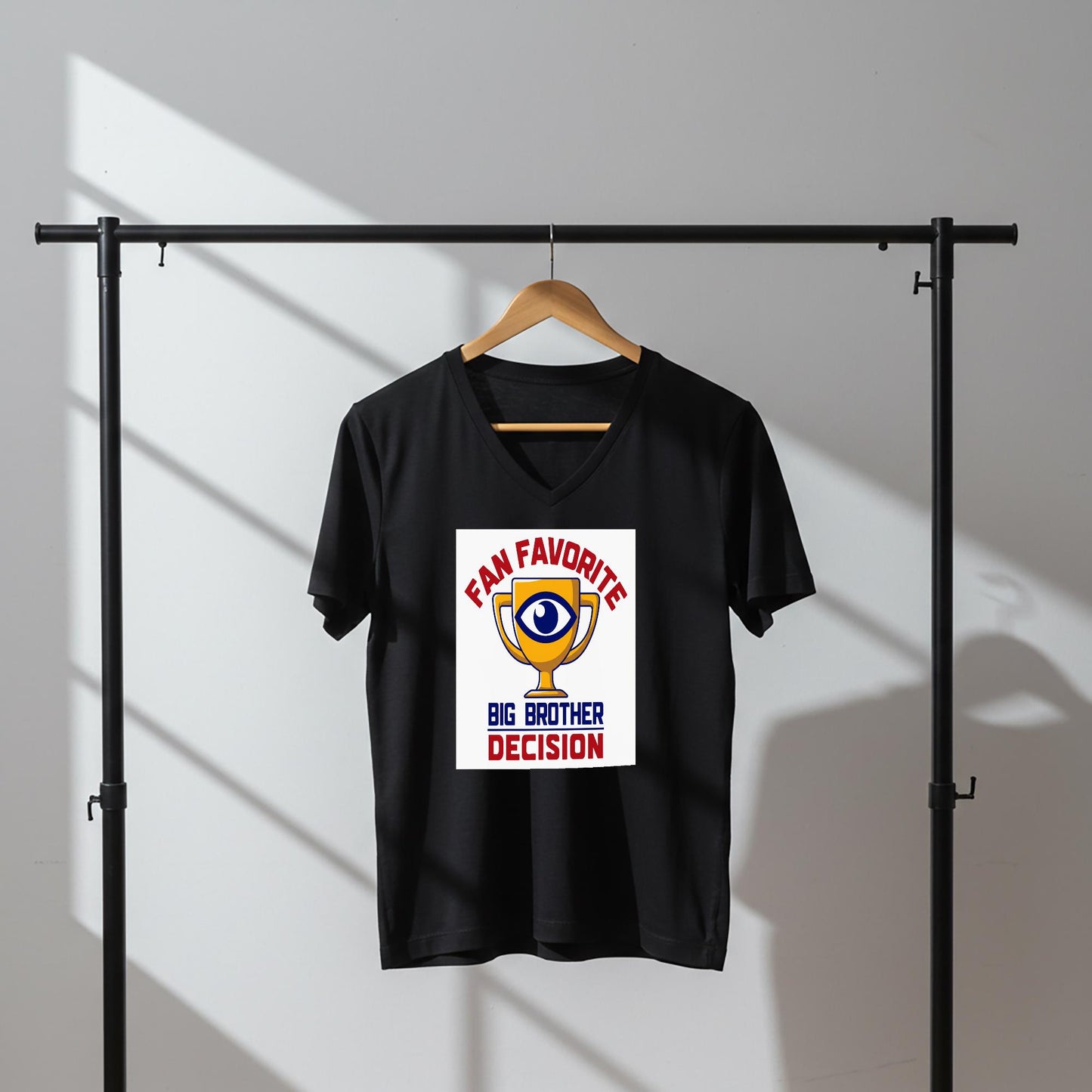 Big Brother Fan Favorite Decision V-Neck Tee | Reality TV Show Merchandise | Iconic Eye Trophy Design | Pop Culture Apparel Gift for Fans