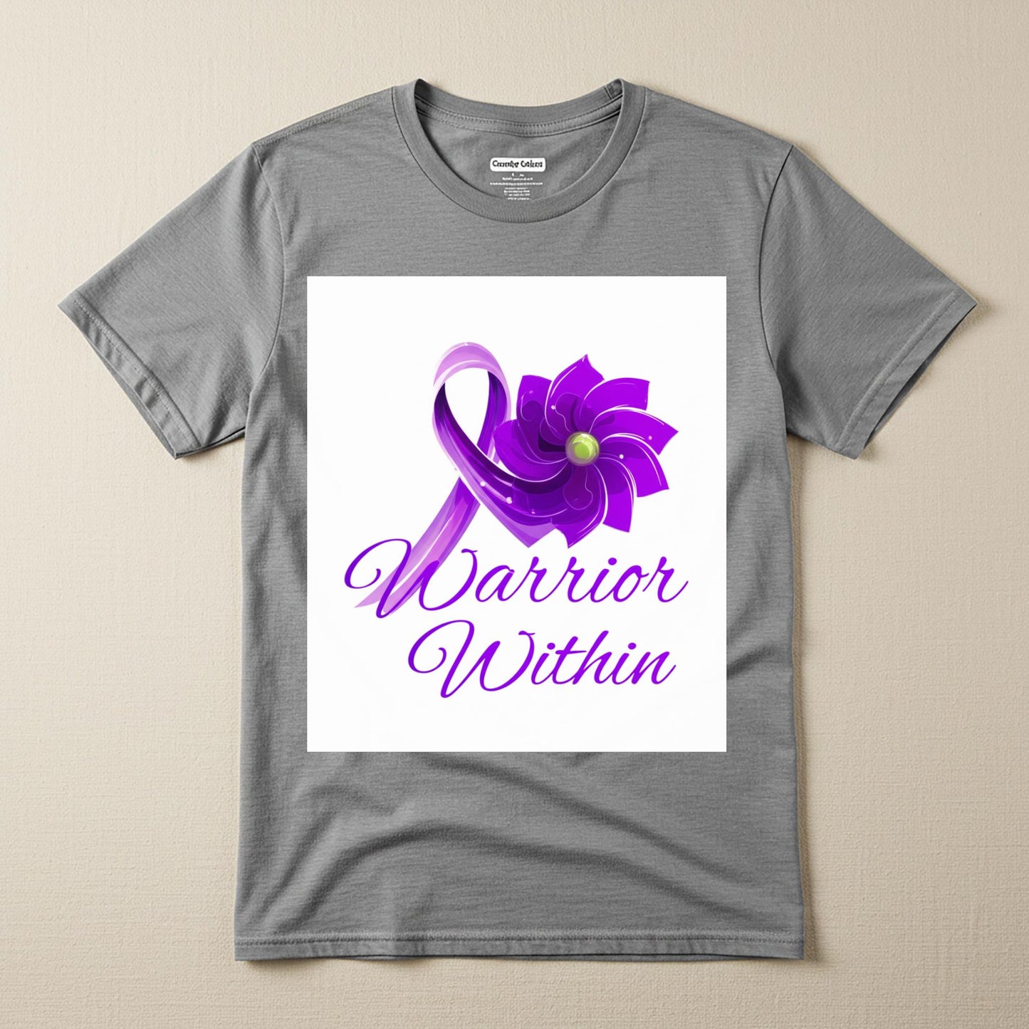 Warrior Within Purple Awareness Ribbon T-Shirt | Chronic Illness Empowerment Tee | Resilience Strength Graphic | Unisex Garment Dyed Comfort