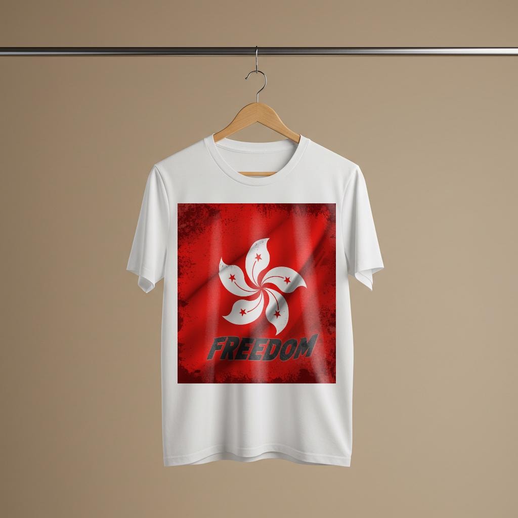 Hong Kong Freedom T-shirt | Bauhinia Flower Protest Tee | Distressed Grunge Solidarity Apparel | Political Statement Human Rights Gift