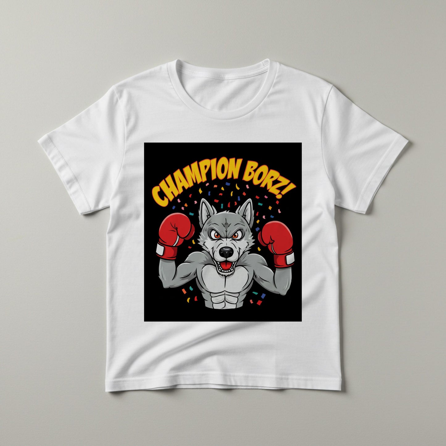 Champion Borz Wolf Boxer T-Shirt | Fierce Muscular Wolf Graphic Tee | MMA Fan Gift | Combat Sports Apparel | Victory Design Gym Wear