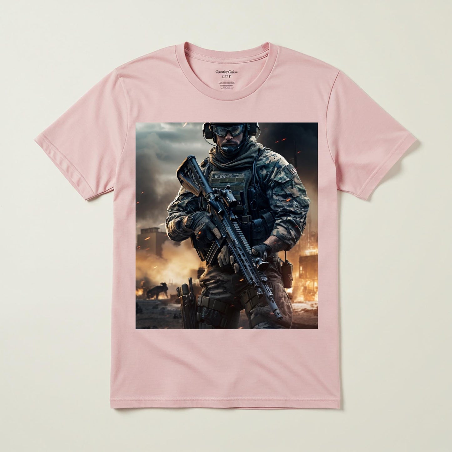 Warrior Resolve Military T-shirt | Modern Soldier Tactical Gear Apparel | Gritty Urban Warfare Art Print Tee | Unisex Garment-Dyed Shirt