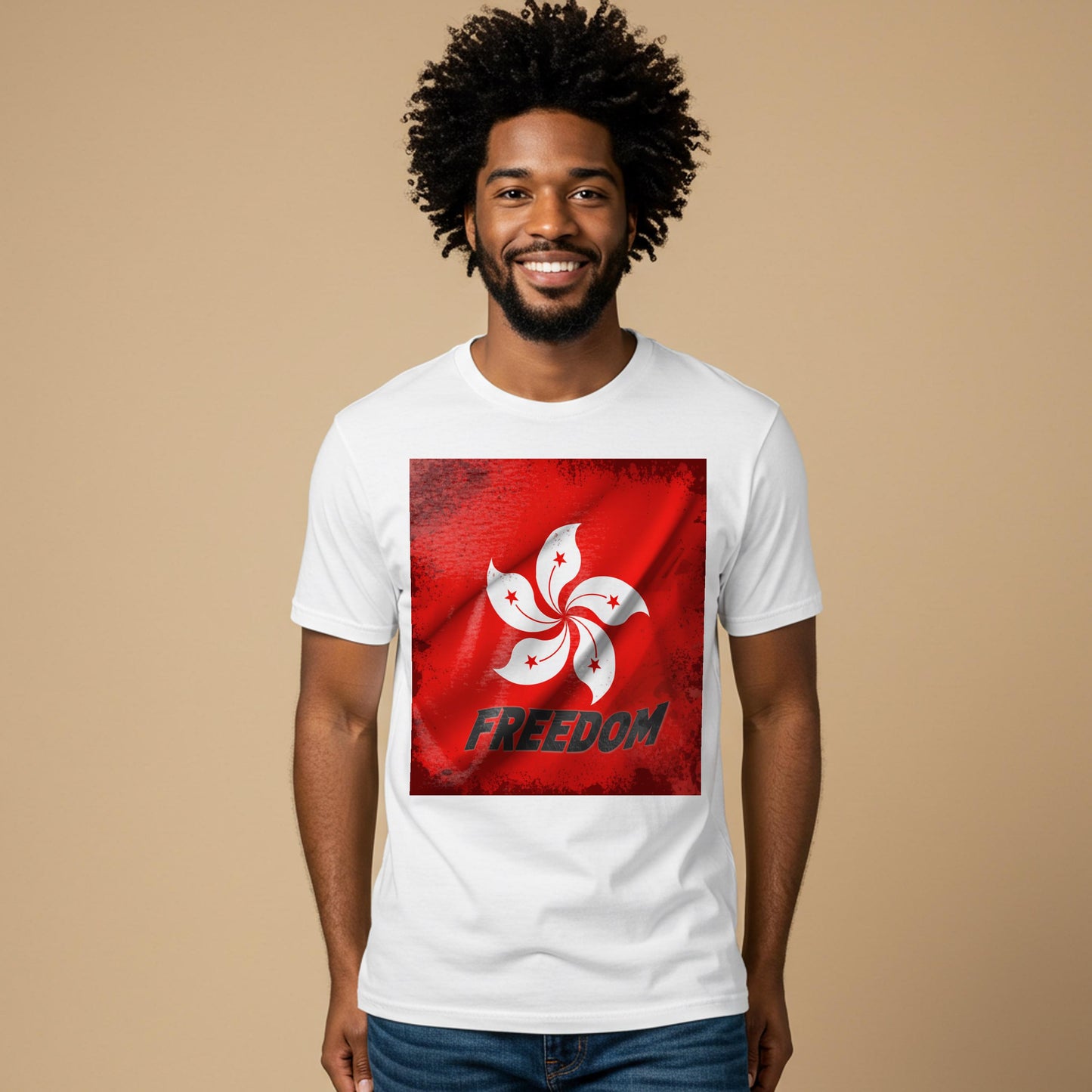 Hong Kong Freedom T-shirt | Bauhinia Flower Protest Tee | Distressed Grunge Solidarity Apparel | Political Statement Human Rights Gift