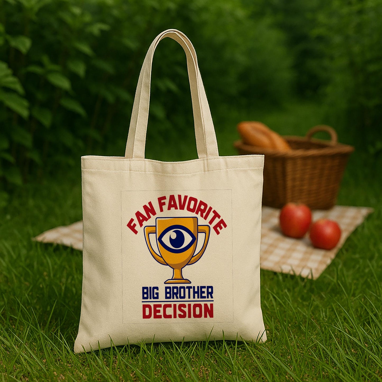 Fan Favorite Big Brother Decision Tote Bag | Reality TV Show Fan Merchandise | Iconic Eye Logo Pop Culture Gift | Durable Cotton Canvas