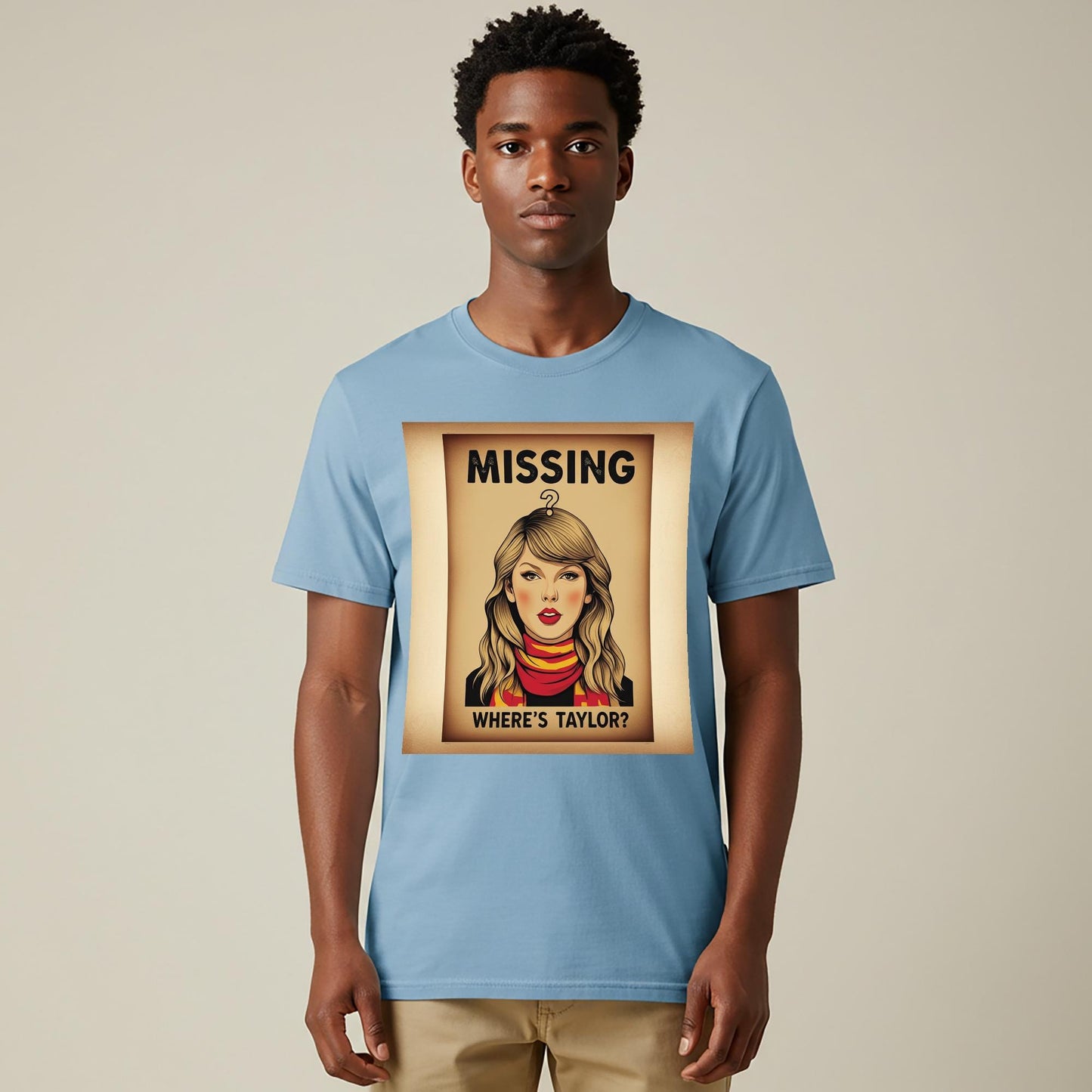 Where's Taylor Swift Missing Poster T-Shirt | Vintage Style Swiftie Fan Apparel | Unisex Garment Dyed Pop Culture Graphic Tee Gift
