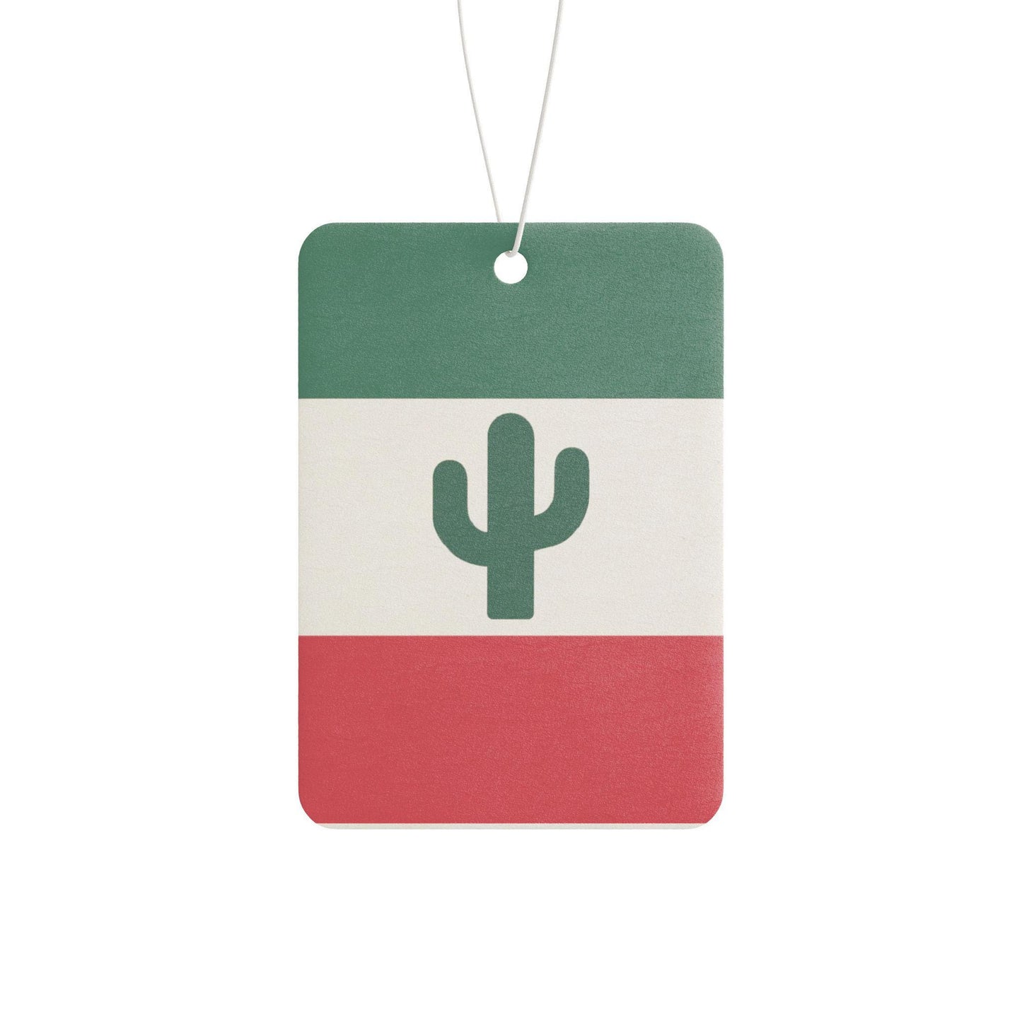 Minimal Mexico-Inspired Car Air Freshener - Tricolor Cactus Design | Cute Scented Auto Charm Gift