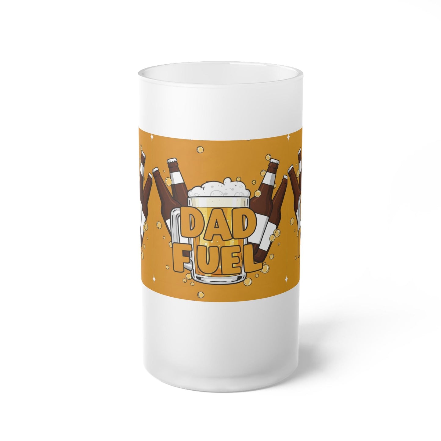 Dad Fuel Frosted Beer Mug - Funny Beer Gift for Dad - Golden Yellow Beer Design - Father's Day Gift - Cool Dad Drinkware