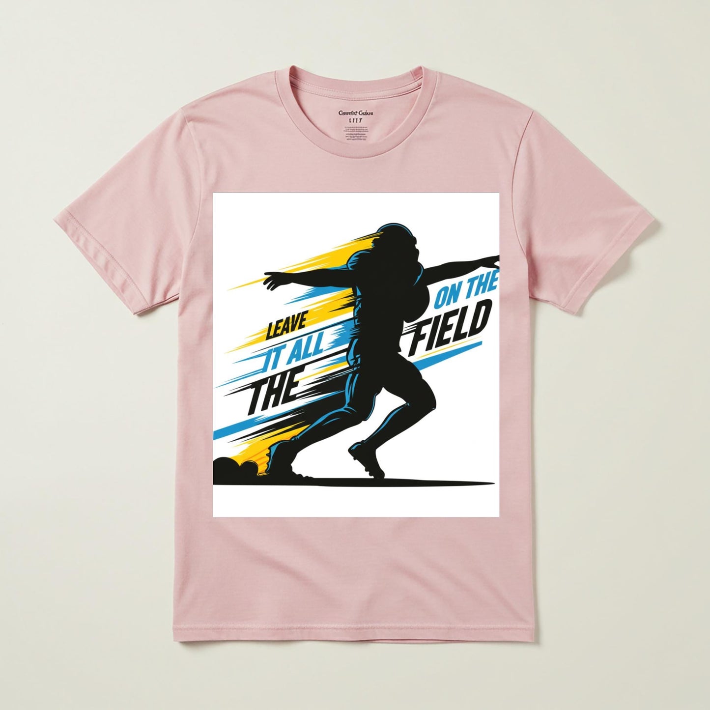 Leave It All On The Field Football T-Shirt | Motivational Sports Tee | Athletic Graphic Game Day Fan Apparel | Unisex Garment-Dyed Shirt