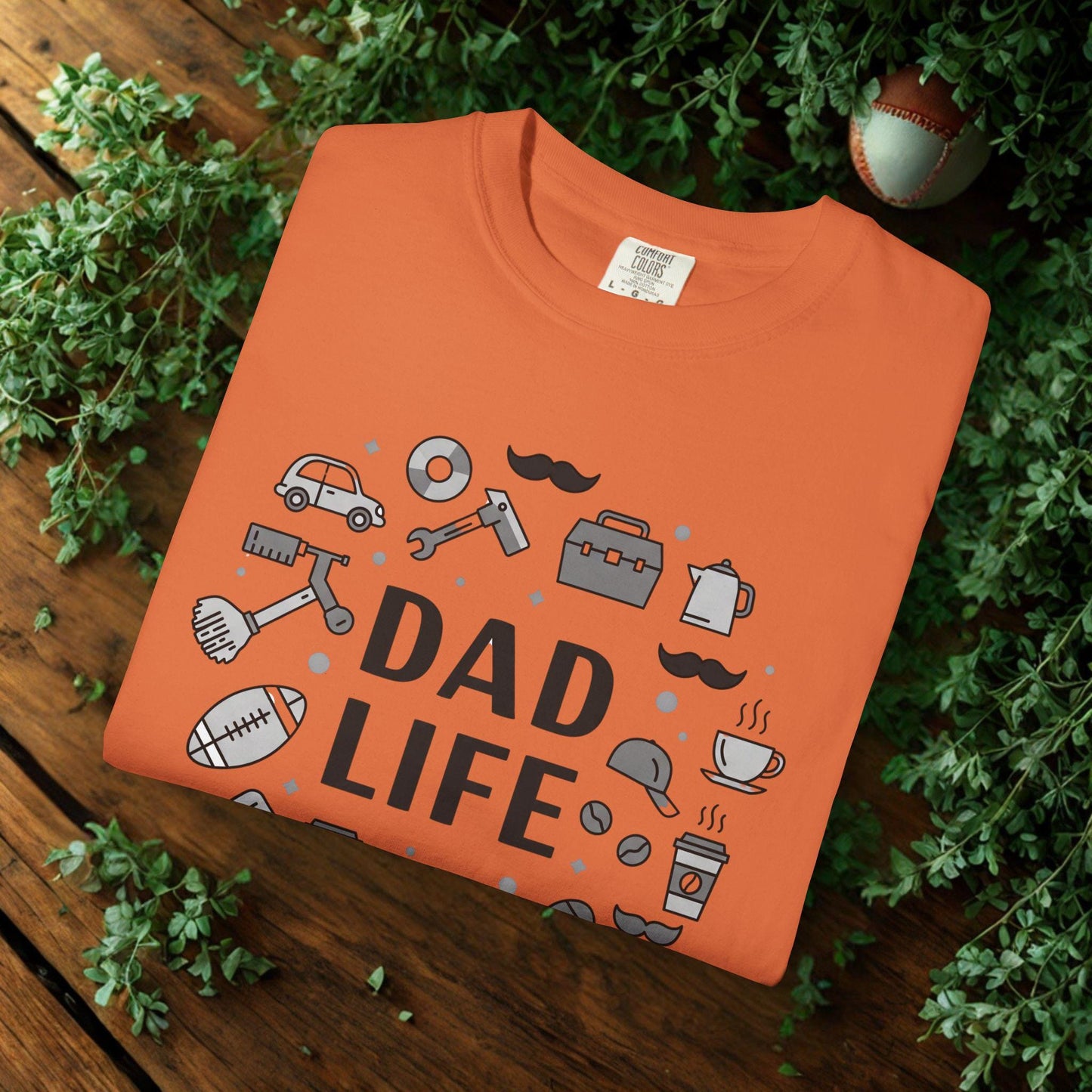Dad Life Minimalist Front Print Tee - Icons of Dad Life - Modern Father's Day Gift - Comfort Colors Shirt - Clean Black & White Style