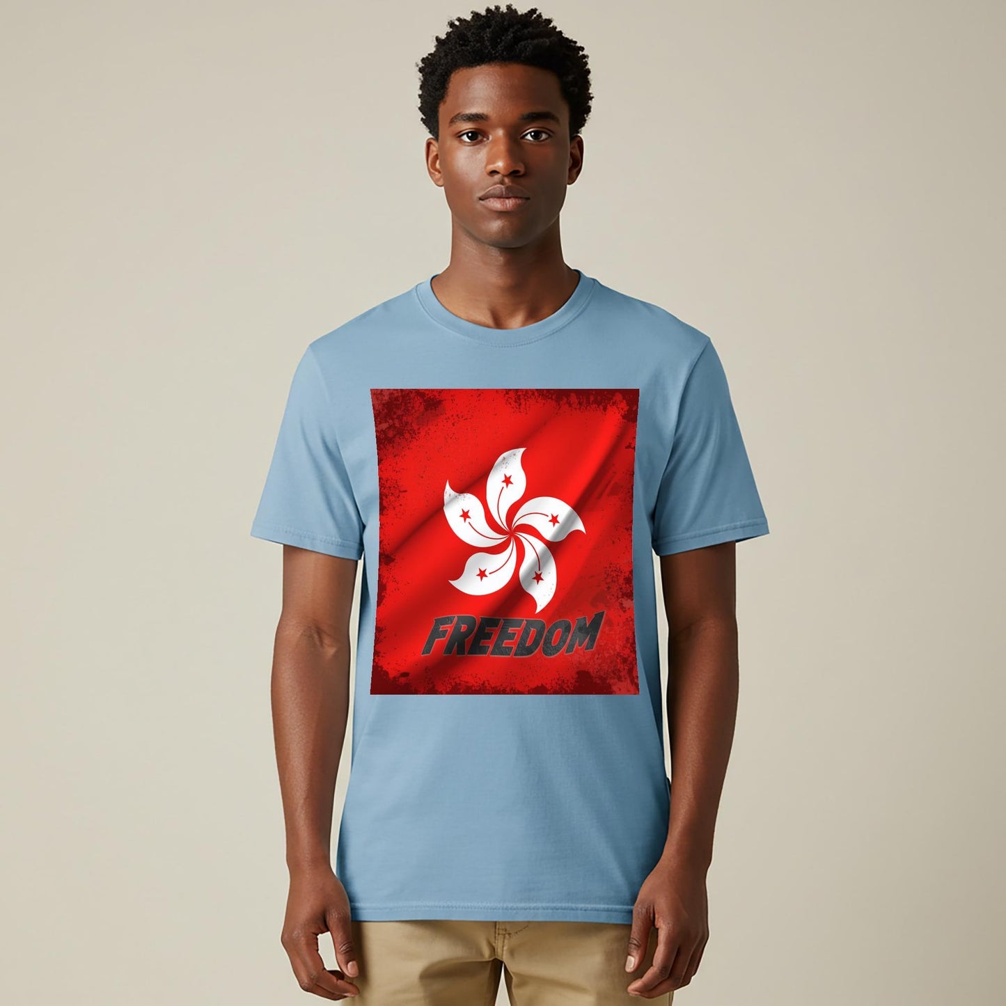 Hong Kong Freedom T-shirt | Bauhinia Flower Protest Tee | Distressed Grunge Solidarity Apparel | Political Statement Human Rights Gift
