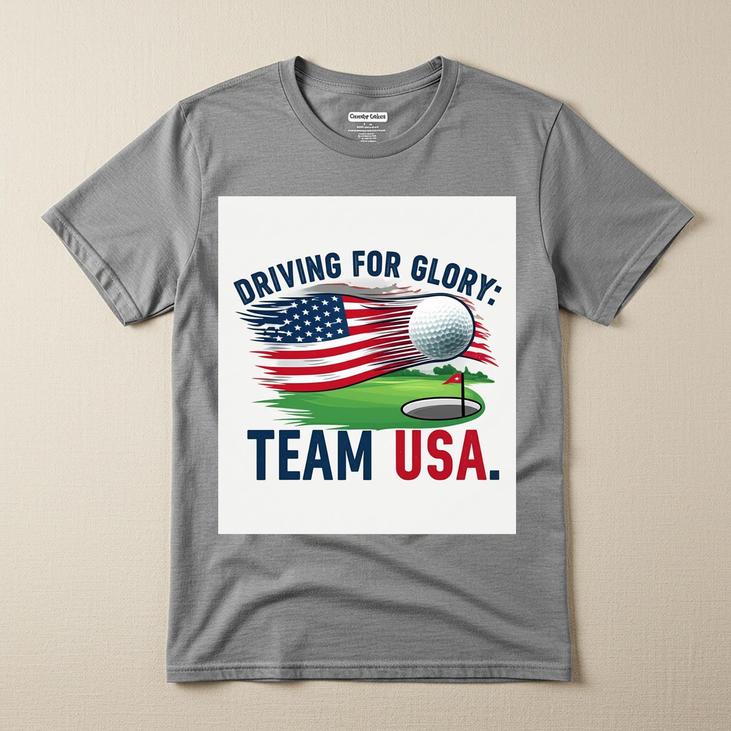Unisex Garment-Dyed Patriotic Golf Shirt | Team USA Driving for Glory Tee | American Flag Golf Apparel | Distressed Graphic Tee Gift