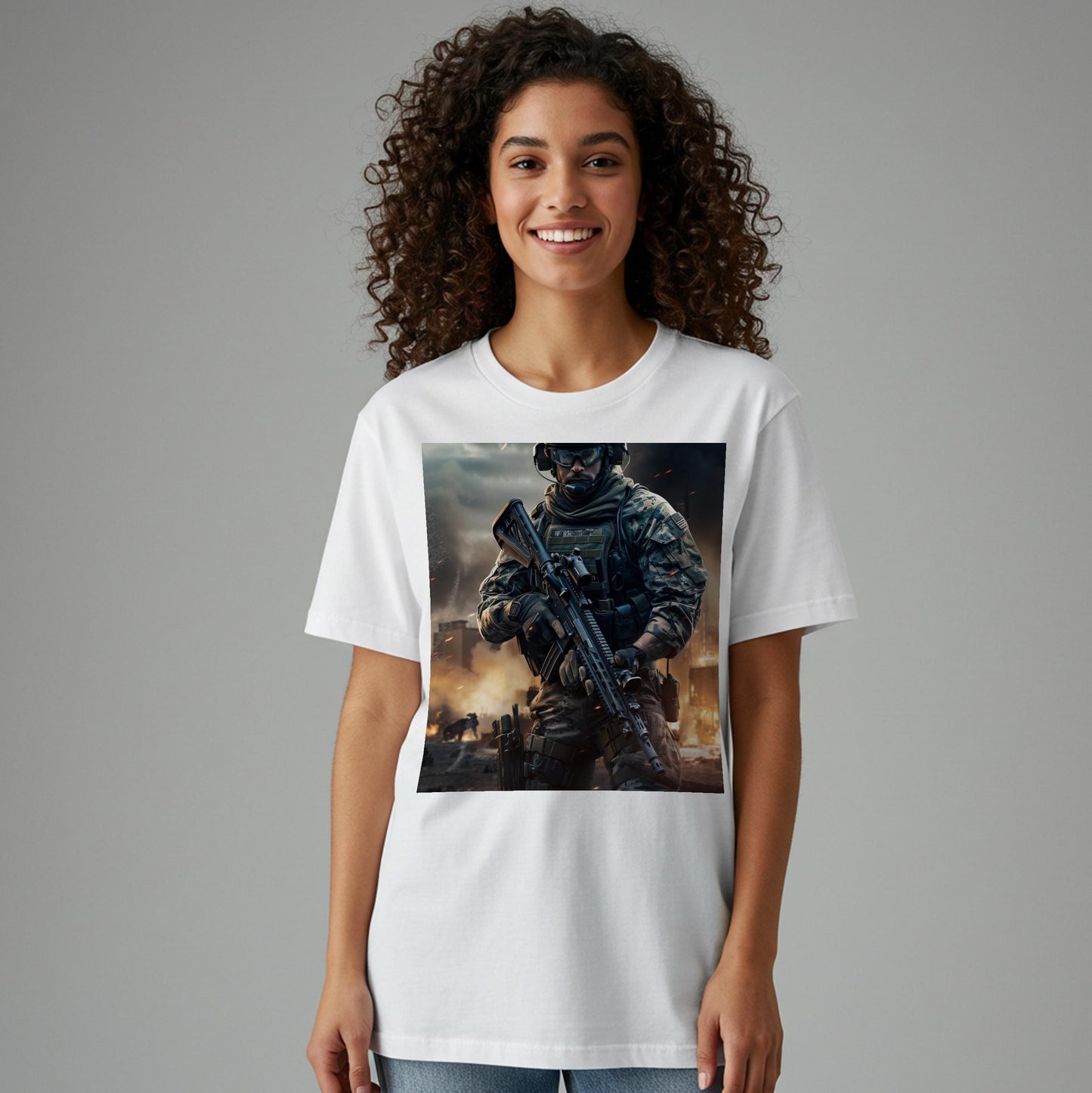 Warrior Resolve Military T-shirt | Modern Soldier Tactical Gear Apparel | Gritty Urban Warfare Art Print Tee | Unisex Garment-Dyed Shirt