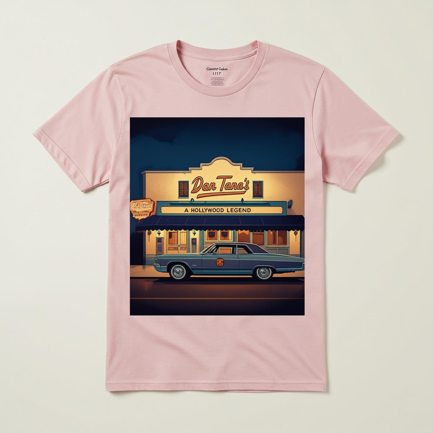 Unisex Garment-Dyed T-shirt, Hollywood Dream Vintage Classic Car Tee, Dan Tana's Restaurant Iconic LA Landmark Apparel, Retro Cool