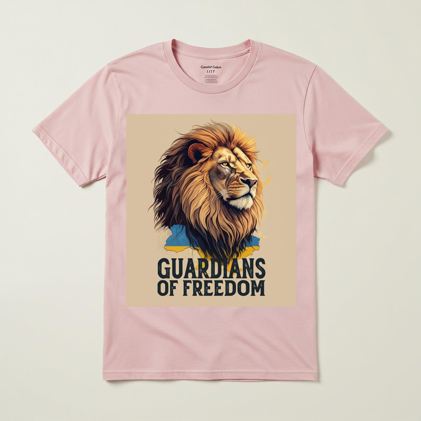 Unisex Garment-Dyed T-shirt with Majestic Lion and Ukrainian Flag Design | Guardians of Freedom Support Ukraine Apparel | Patriotic Lion Tee