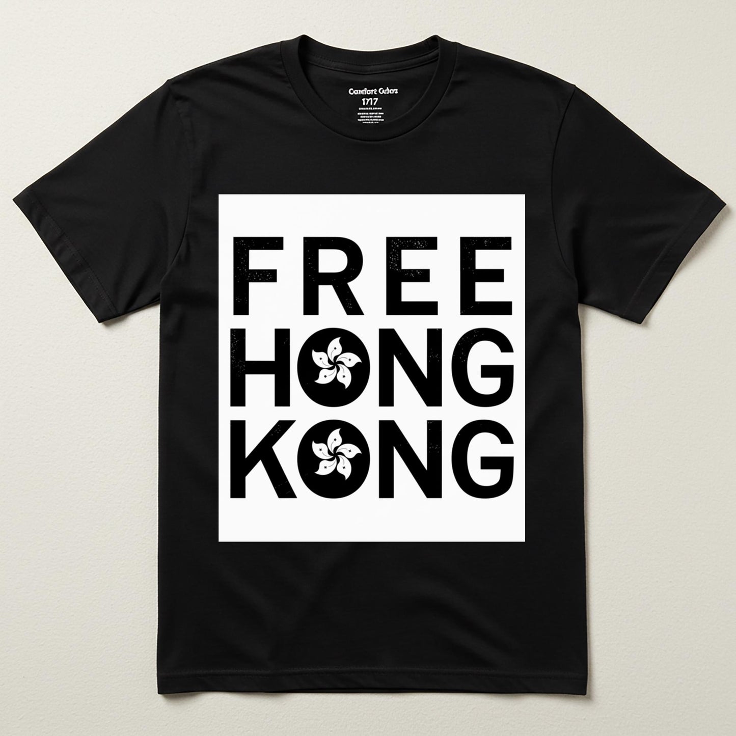 Free Hong Kong T-Shirt | Solidarity Bauhinia Flower Tee | Democracy Movement Apparel | Human Rights Activism Shirt | Unisex Garment Dyed Top