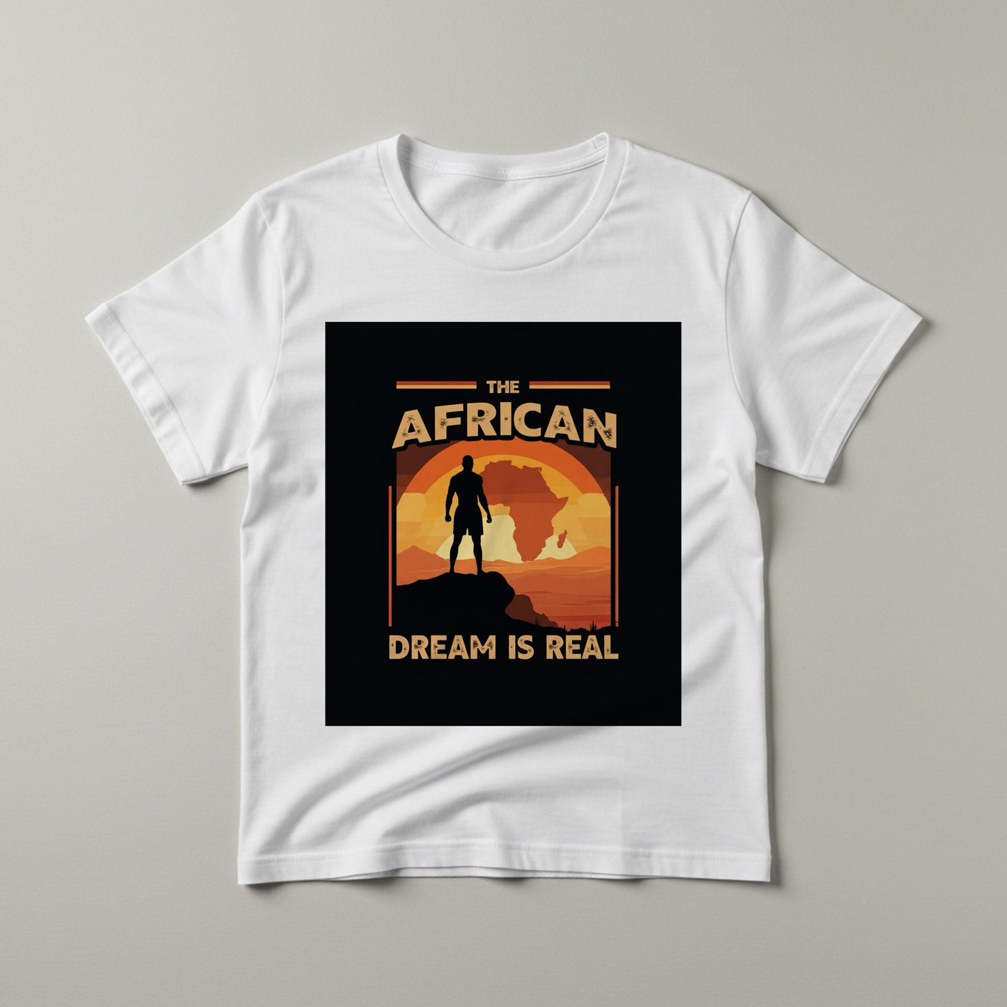 The African Dream Is Real T-Shirt | Unisex Garment-Dyed Tee | African Heritage Pride Apparel | Retro Sunset Africa Map Graphic Shirt