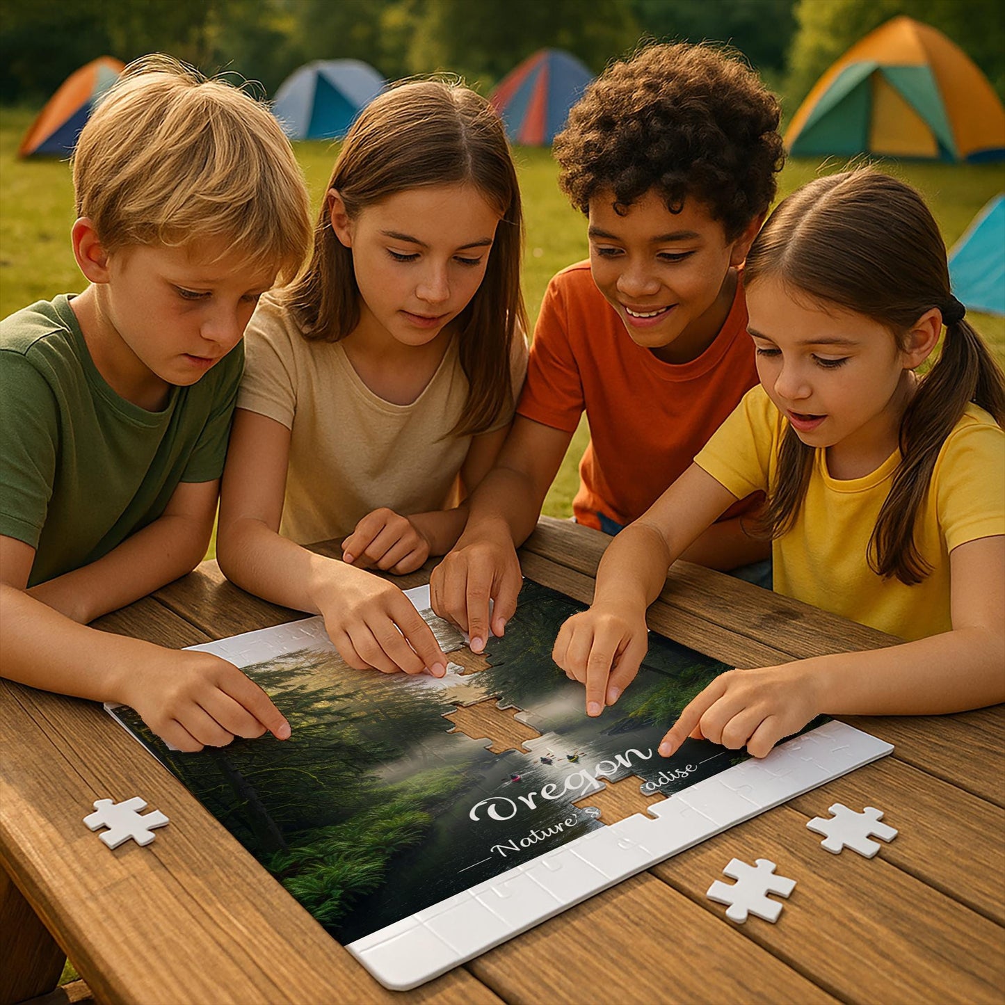 Oregon Nature's Paradise Puzzle | Misty Forest River Kayaking Landscape Art | Pacific Northwest Adventure Gift for Nature Lovers & Adults