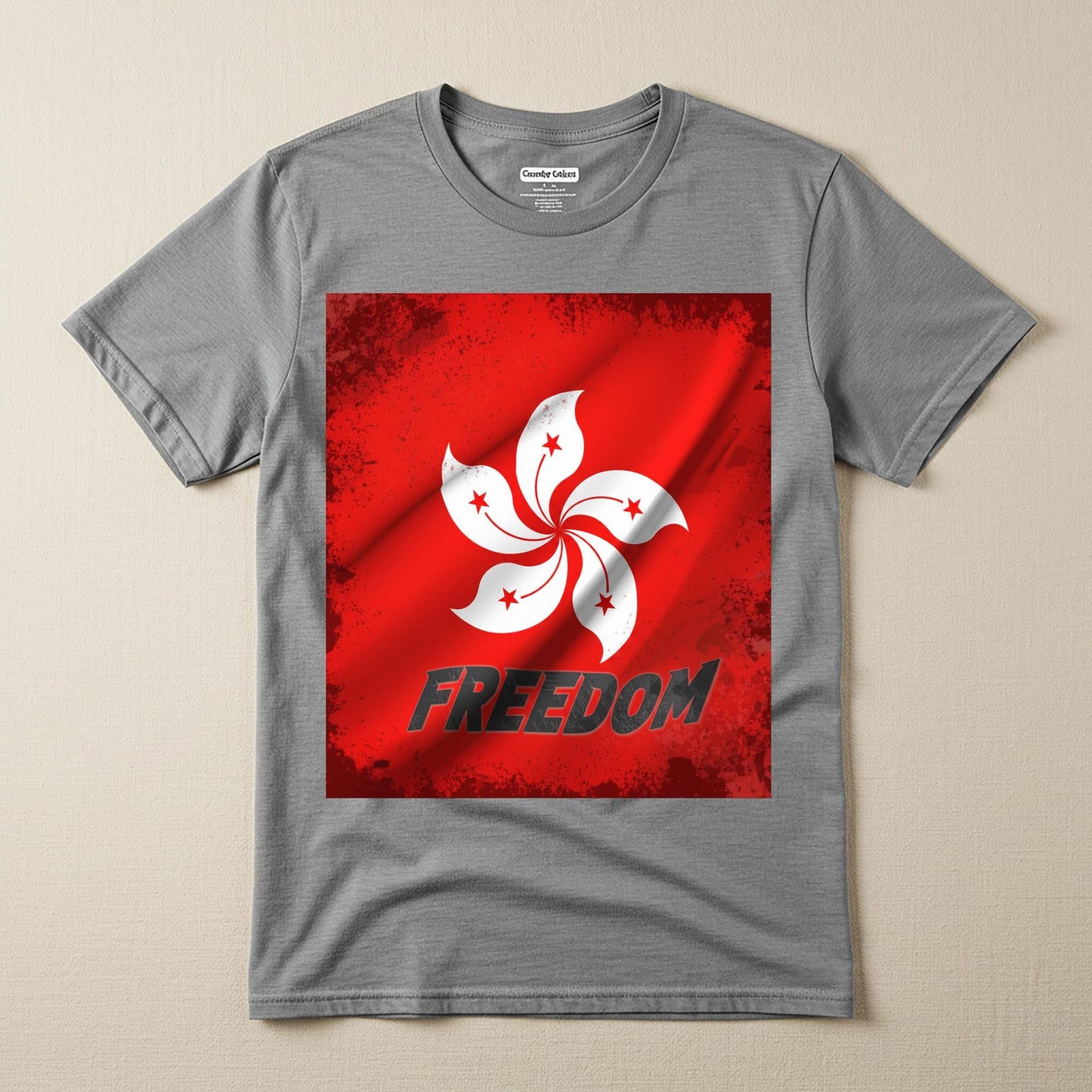 Hong Kong Freedom T-shirt | Bauhinia Flower Protest Tee | Distressed Grunge Solidarity Apparel | Political Statement Human Rights Gift