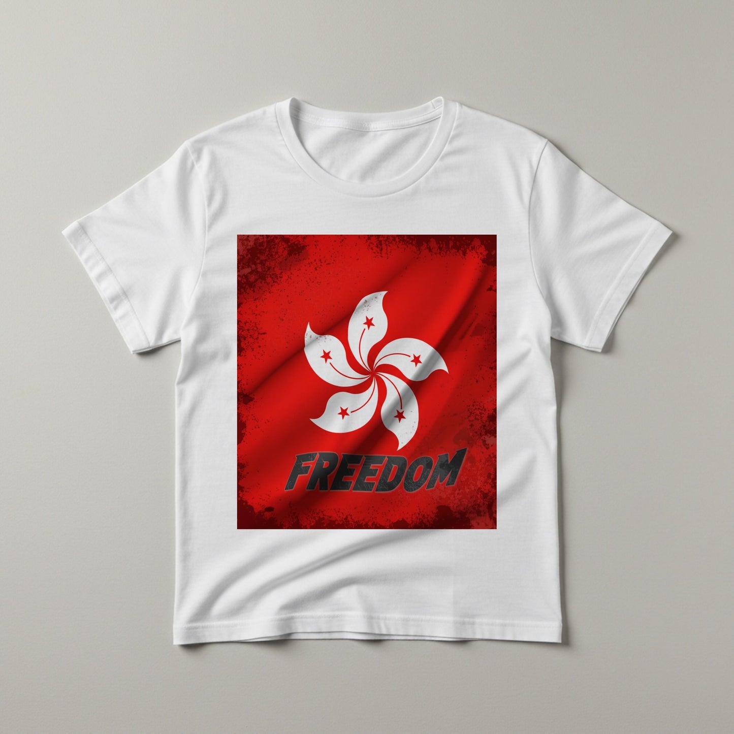 Hong Kong Freedom T-shirt | Bauhinia Flower Protest Tee | Distressed Grunge Solidarity Apparel | Political Statement Human Rights Gift