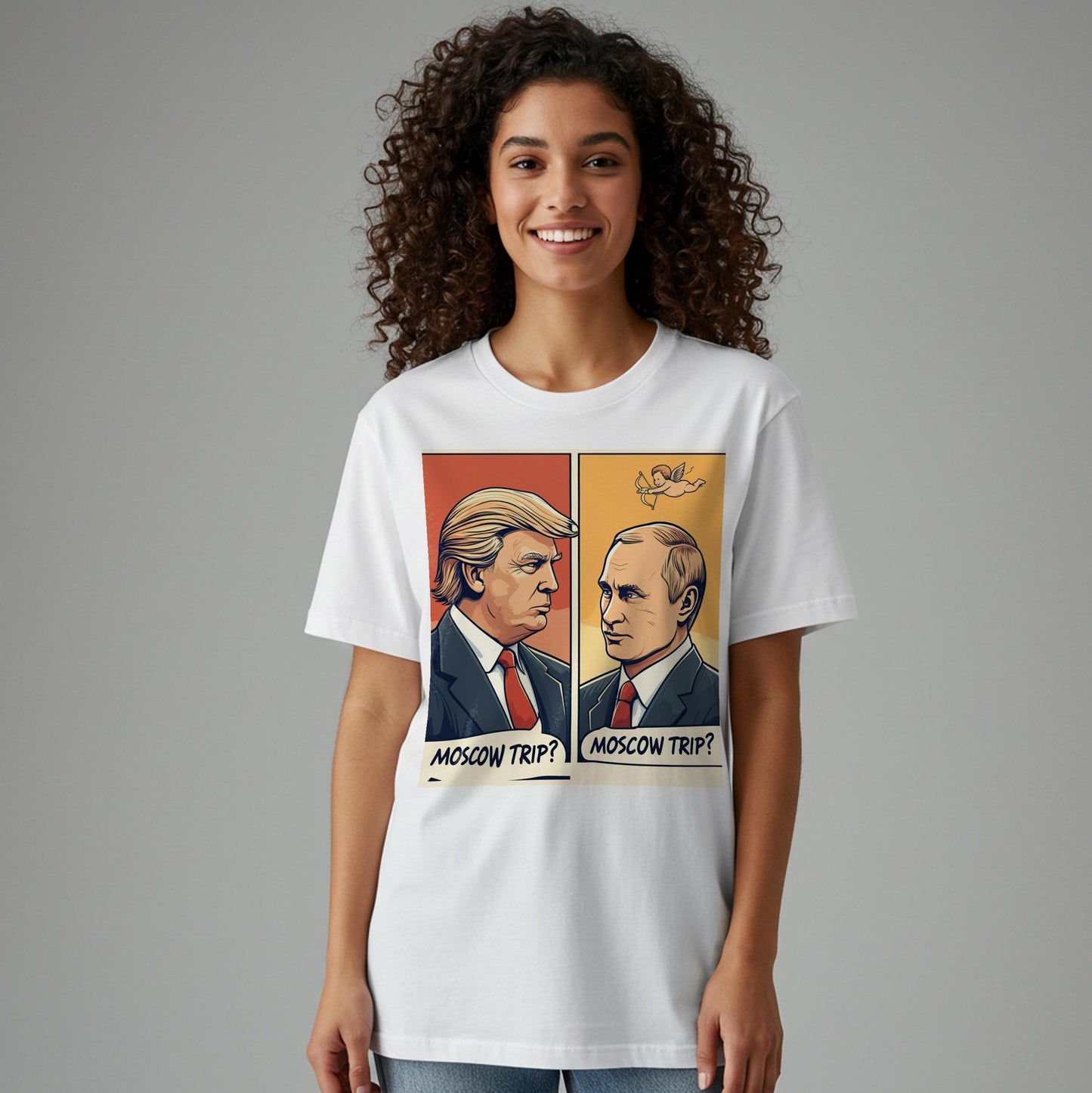 Unisex Garment-Dyed Moscow Trip Tee | Trump Putin Pop Art Shirt | Funny Political Humor Apparel | Satirical Graphic Statement Gift