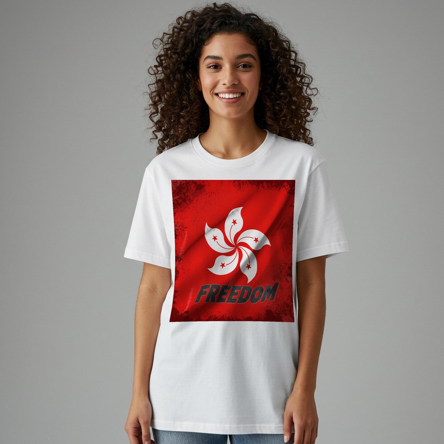 Hong Kong Freedom T-shirt | Bauhinia Flower Protest Tee | Distressed Grunge Solidarity Apparel | Political Statement Human Rights Gift