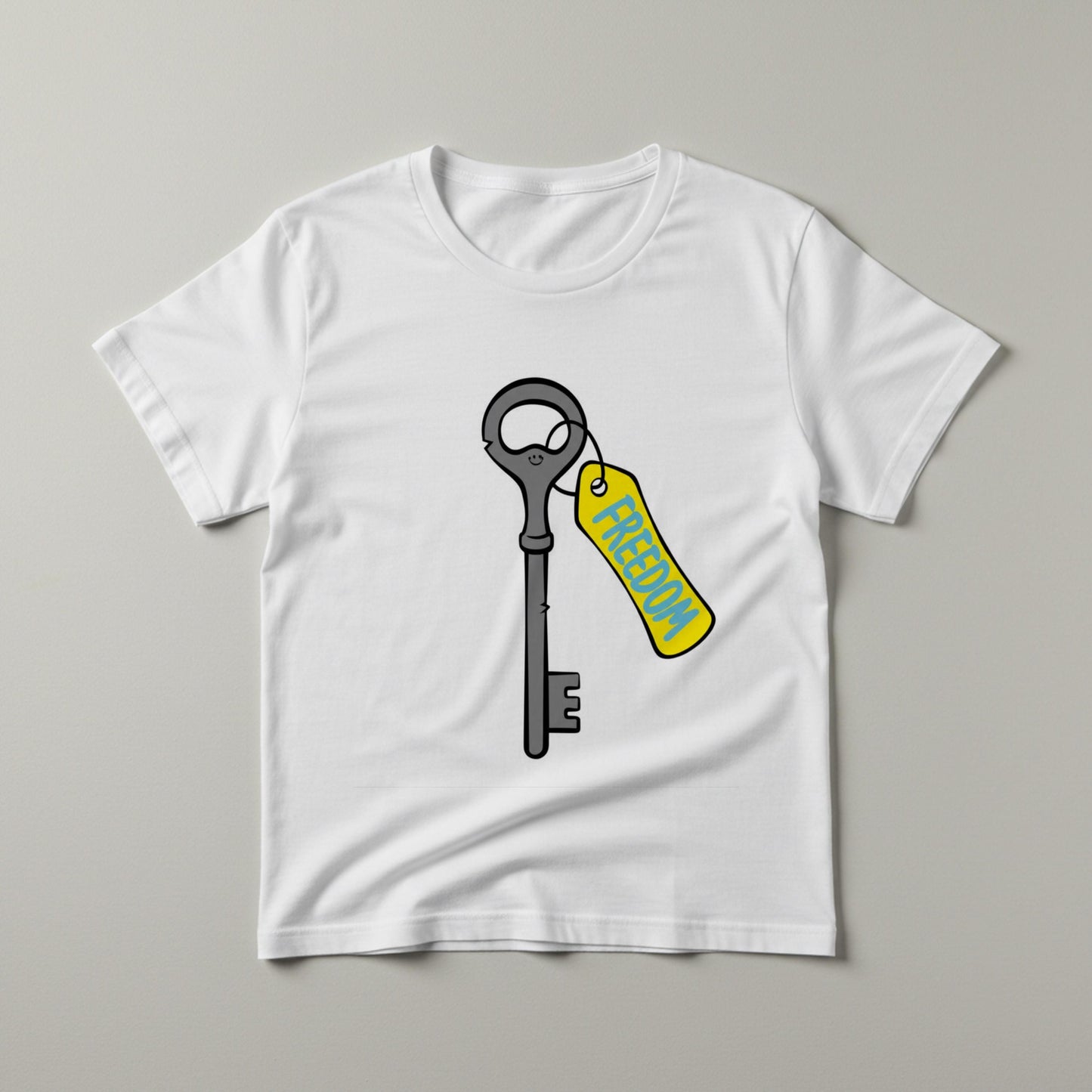 Freedom Key T-Shirt Unisex Garment-Dyed Tee Symbolic Liberation Independence Motivational Uplifting Positive Message Graphic Apparel Gift