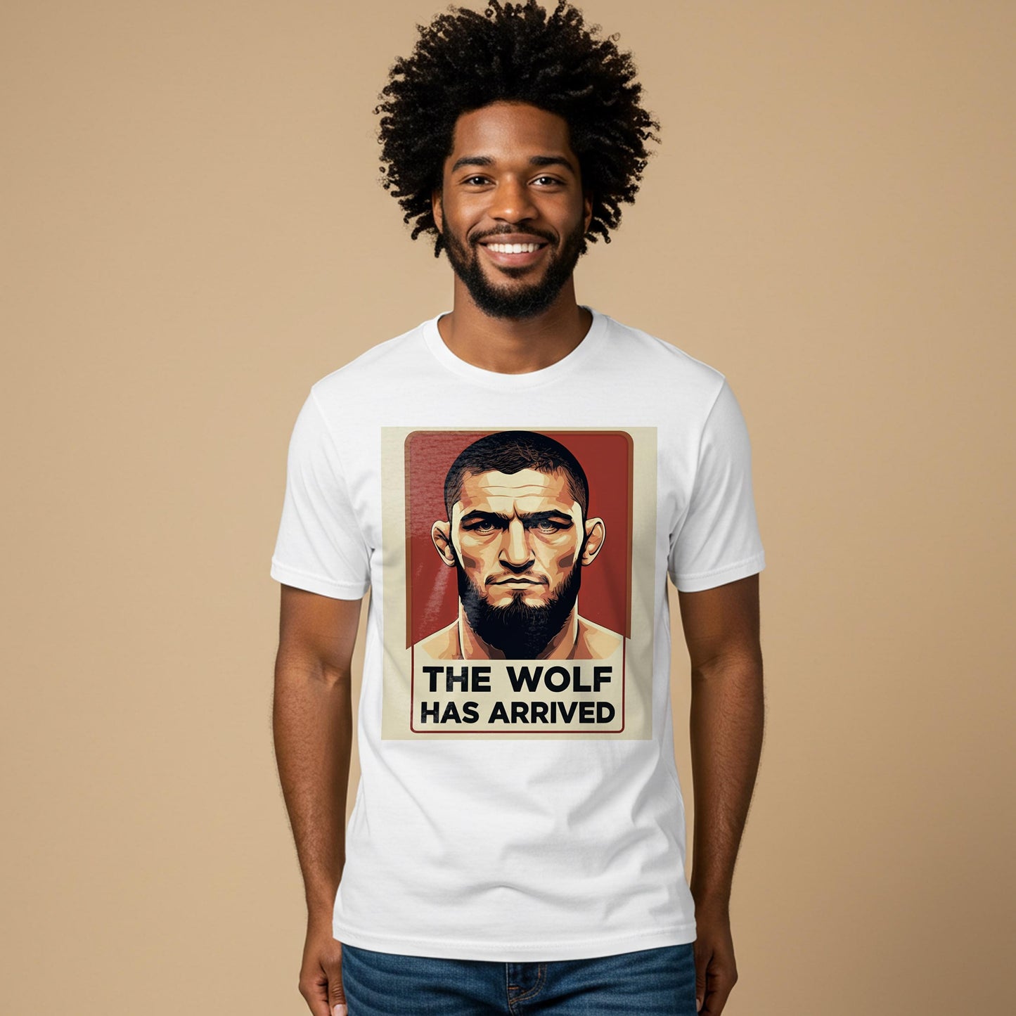 Unisex Garment-Dyed T-shirt | The Wolf Has Arrived MMA Fan Apparel | Bold Fighter Graphic Tee | Vintage Propaganda Style Statement Shirt