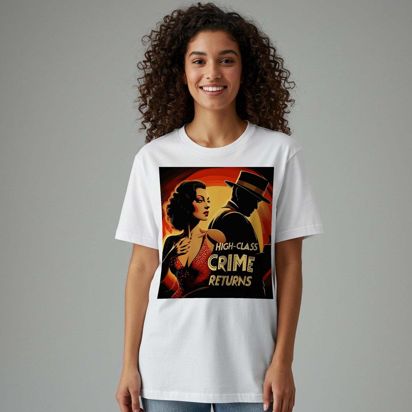 Unisex Garment-Dyed Film Noir T-shirt | Vintage Crime Pulp Fiction Art Tee | Mystery Lover Gift Retro Glamour Classic Hollywood Style