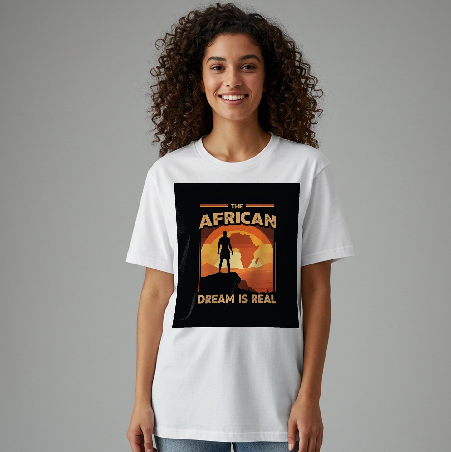 The African Dream Is Real T-Shirt | Unisex Garment-Dyed Tee | African Heritage Pride Apparel | Retro Sunset Africa Map Graphic Shirt