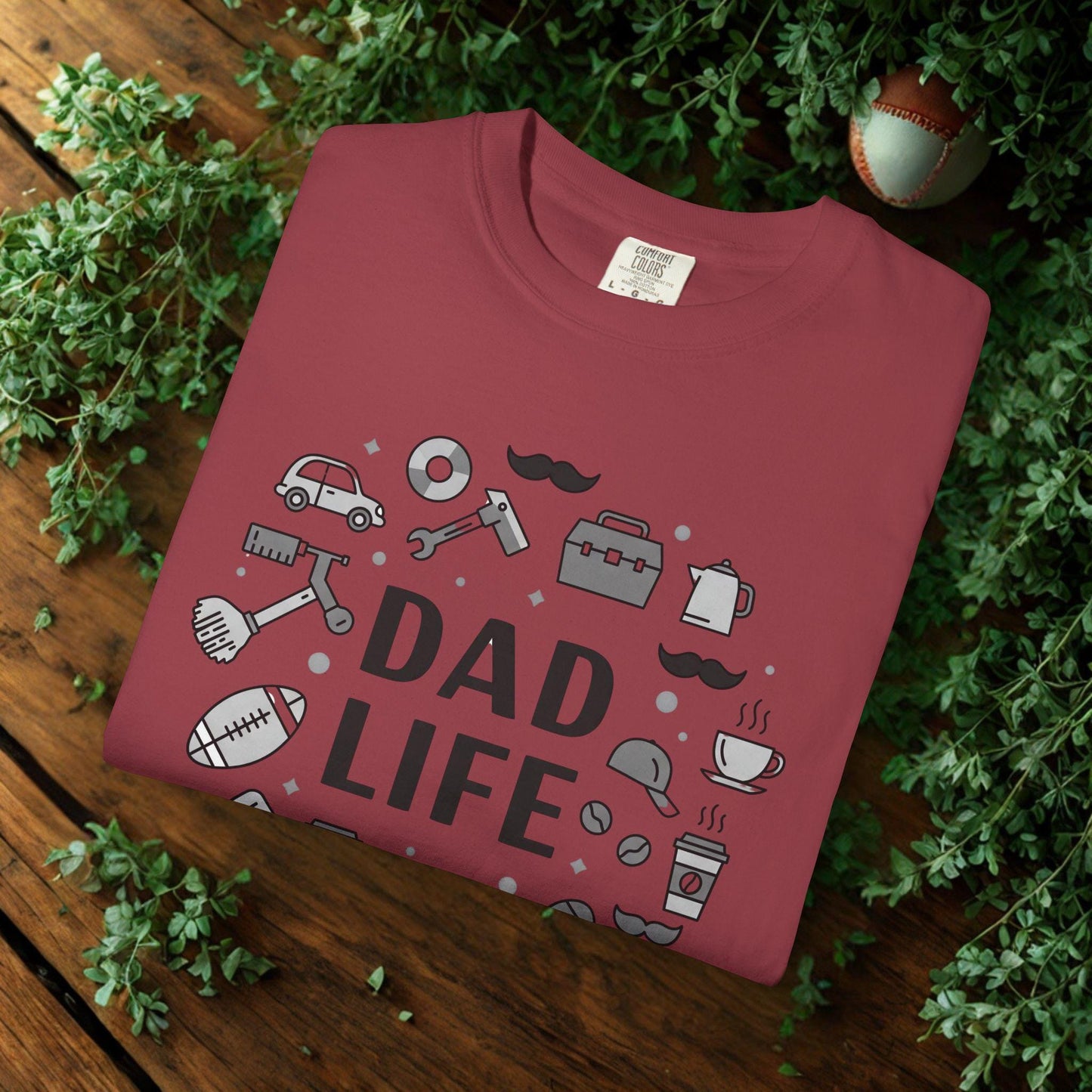 Dad Life Minimalist Front Print Tee - Icons of Dad Life - Modern Father's Day Gift - Comfort Colors Shirt - Clean Black & White Style