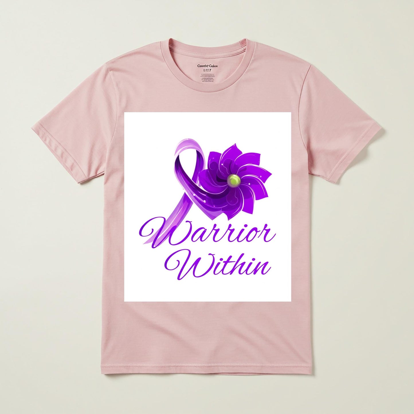 Warrior Within Purple Awareness Ribbon T-Shirt | Chronic Illness Empowerment Tee | Resilience Strength Graphic | Unisex Garment Dyed Comfort