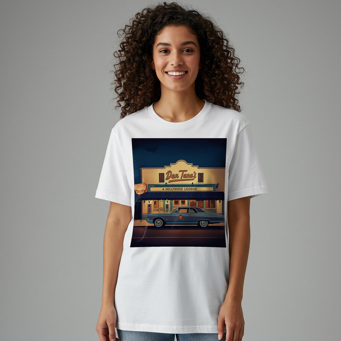 Unisex Garment-Dyed T-shirt, Hollywood Dream Vintage Classic Car Tee, Dan Tana's Restaurant Iconic LA Landmark Apparel, Retro Cool