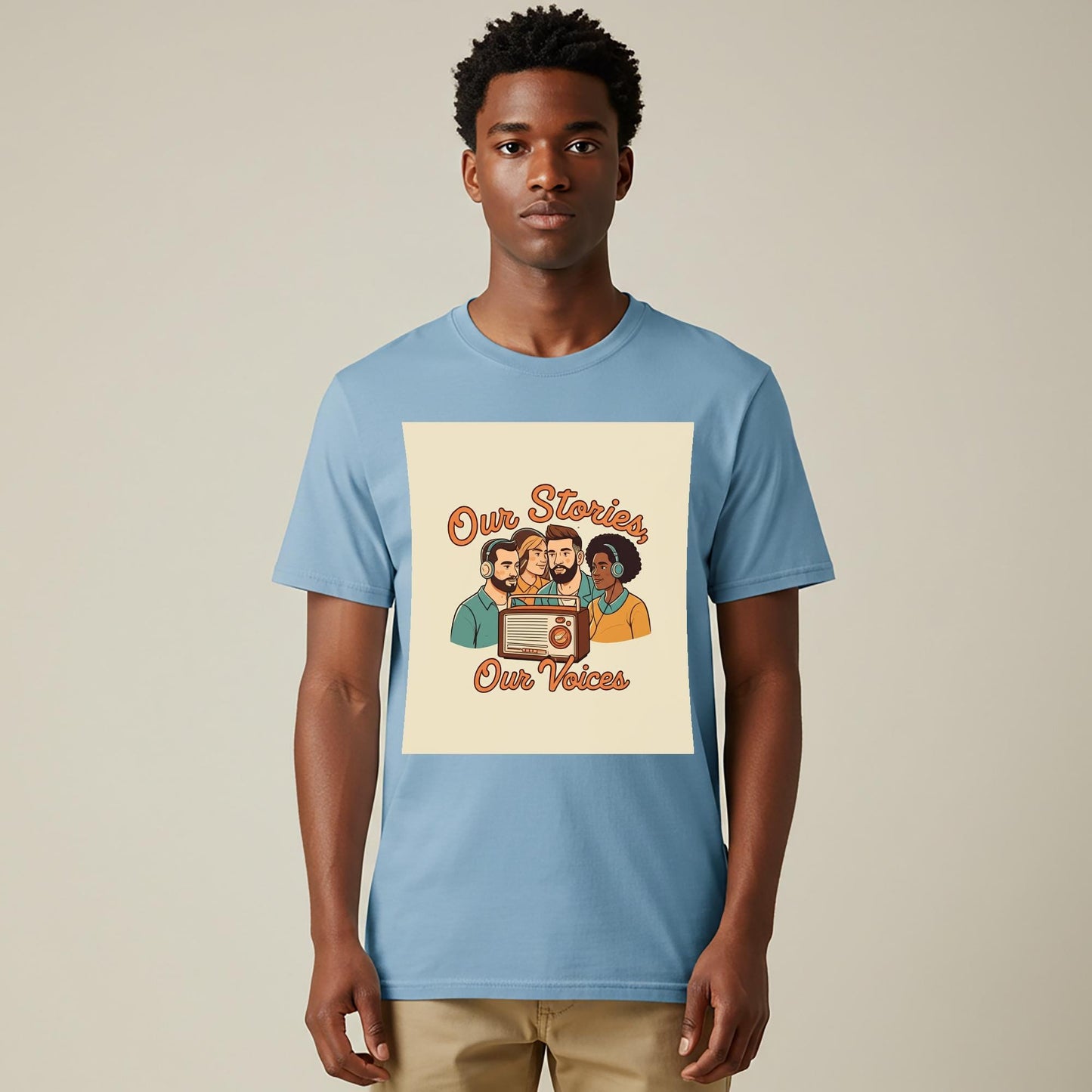 Our Stories Our Voices Unisex Garment-Dyed T-shirt | Podcast Radio Enthusiast Gift | Retro Vintage Graphic Tee | Community Diversity