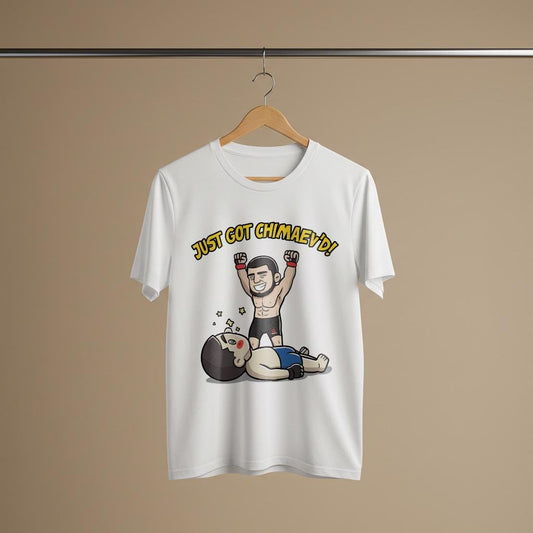 Khamzat Chimaev Just Got Chimaev'd Funny MMA T-Shirt | UFC Fan Apparel | Combat Sports Humor Tee | Fighter Caricature Gift for Fans