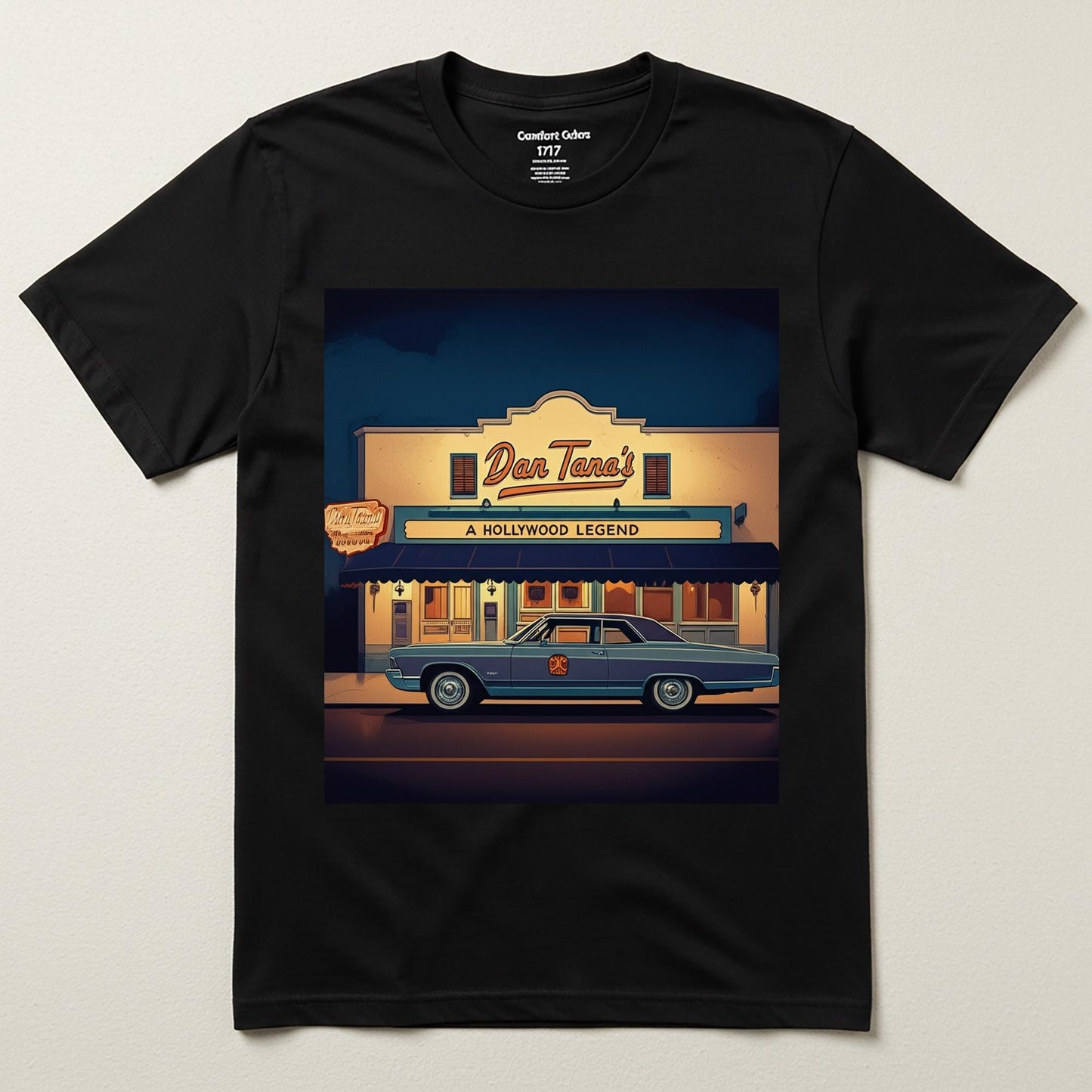 Unisex Garment-Dyed T-shirt, Hollywood Dream Vintage Classic Car Tee, Dan Tana's Restaurant Iconic LA Landmark Apparel, Retro Cool