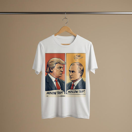 Unisex Garment-Dyed Moscow Trip Tee | Trump Putin Pop Art Shirt | Funny Political Humor Apparel | Satirical Graphic Statement Gift